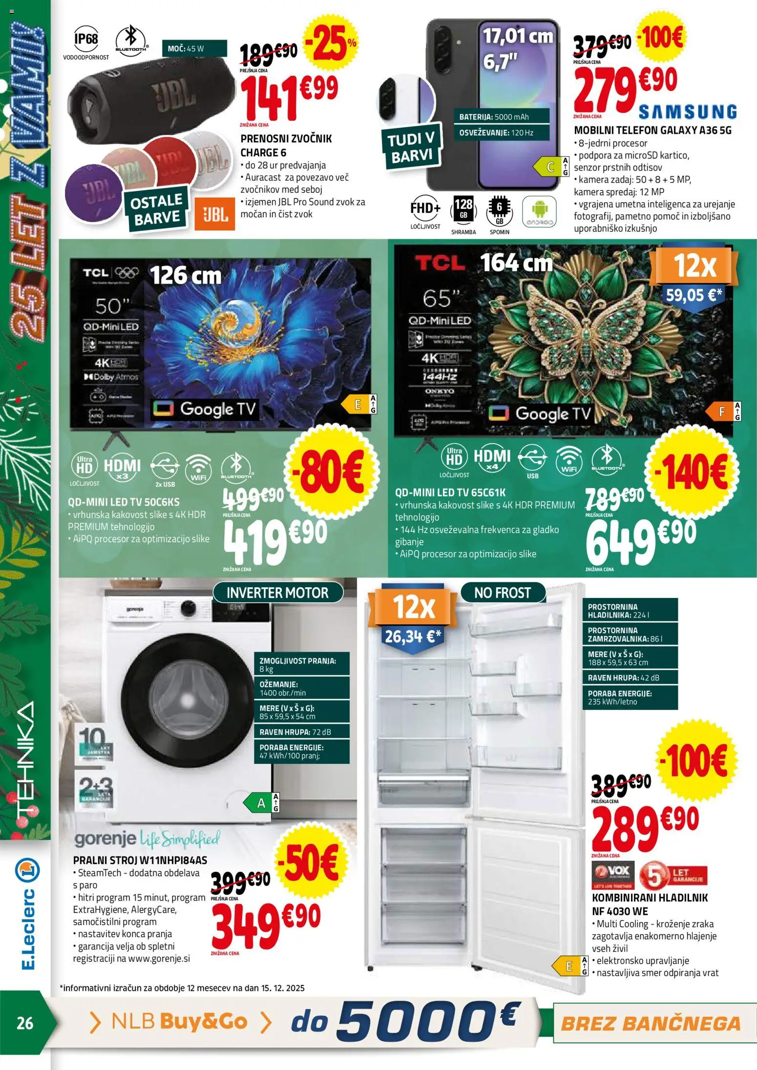 Novi E.leclerc katalog ponudbe – veljaven od 27.12.2025 | Stran: 26 | Izdelki: Baterija, Zvocnik, Usb, Hladilnik