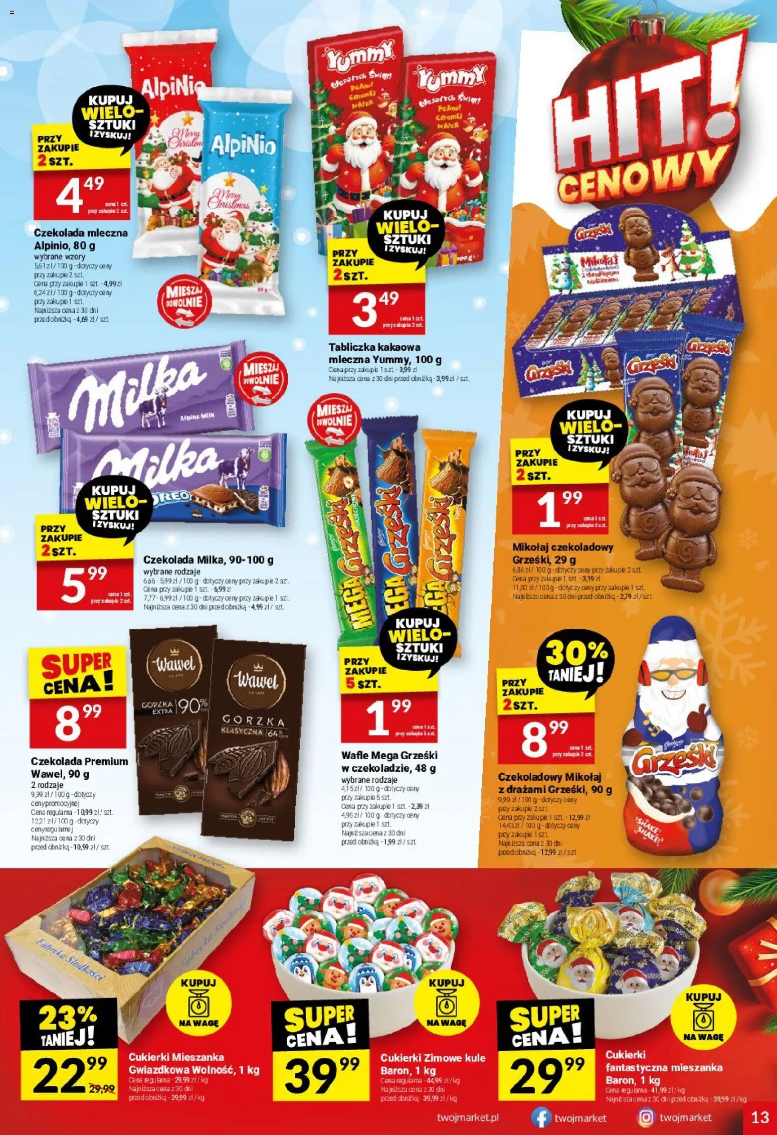 Twój Market Gazetka od 10.12.2025 | Strona: 13 | Produkty: Wafle, Czekolada mleczna, Milka, Czekolada