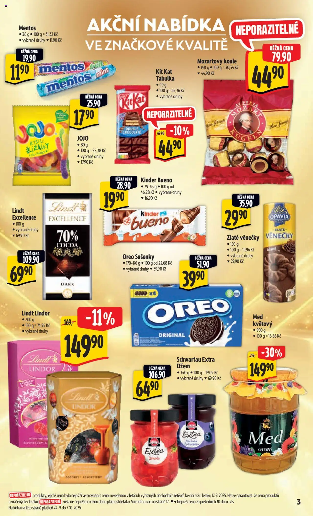 Albert leták - Hypermarket od 24.09.2025 | Strana: 9 | Produkty: Jojo, Džem, Lindt, Kinder Bueno