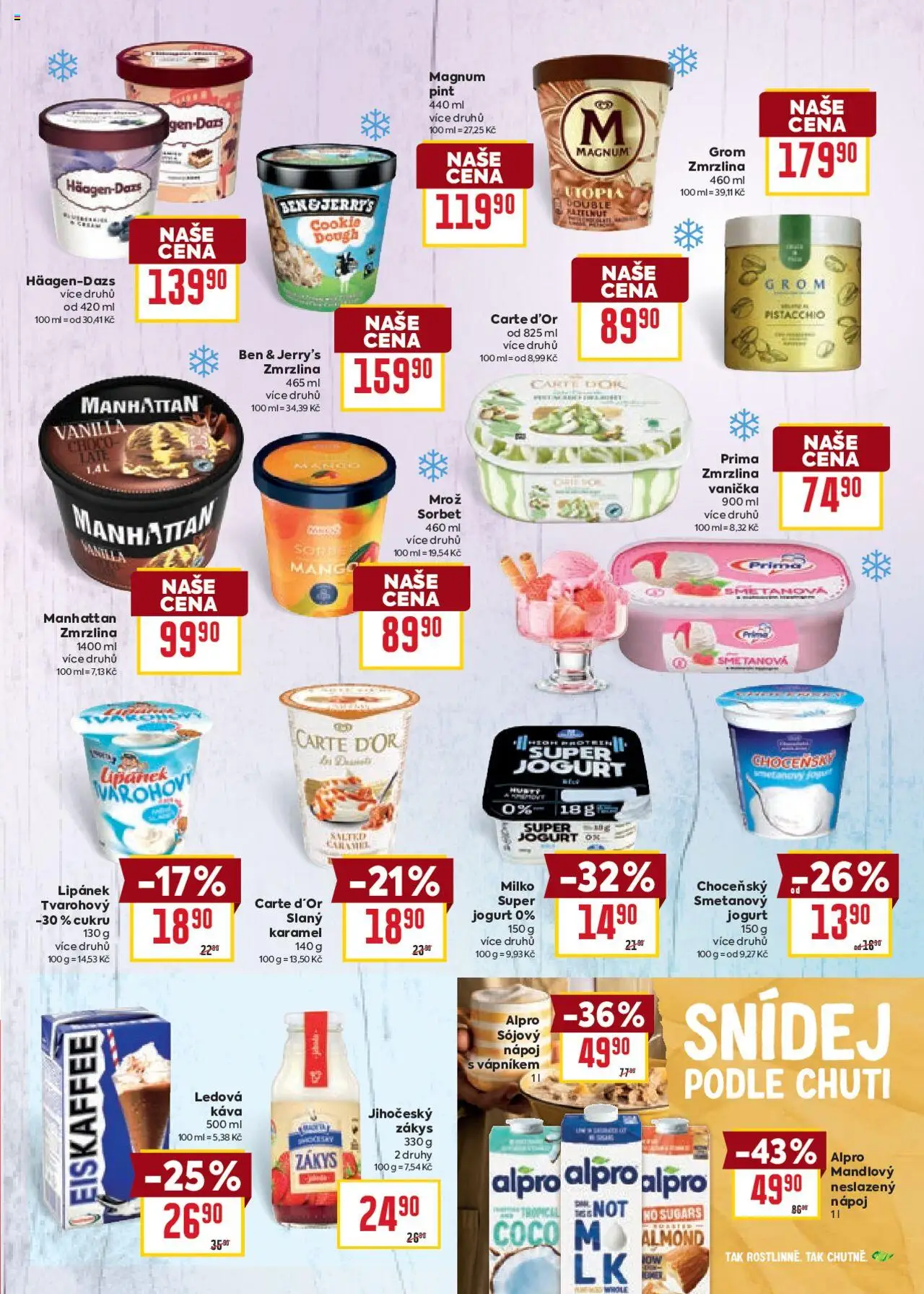 Billa Velký leták od 18.06.2025 | Strana: 17 | Produkty: Smetanový jogurt, Zmrzlina, Manhattan zmrzlina, Sójový nápoj