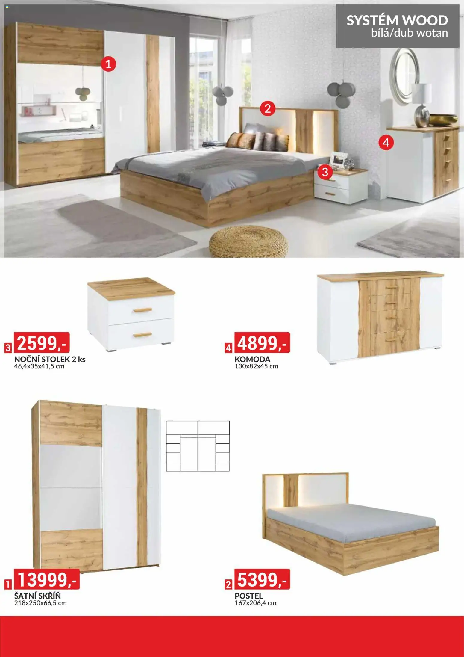 BAUMAX leták - Bydlení na míru podle vašeho stylu od 01.02.2026 | Strana: 46 | Produkty: Postel, Komoda, Noční stolek, Stolek