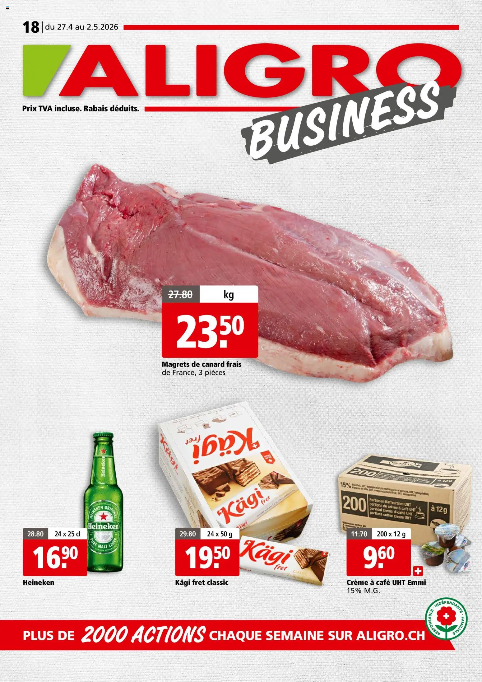 Aligro aktionen Business Chavannes, Matran, Genève, Sion – gültig ab 27.04.2026 | Seite: 1