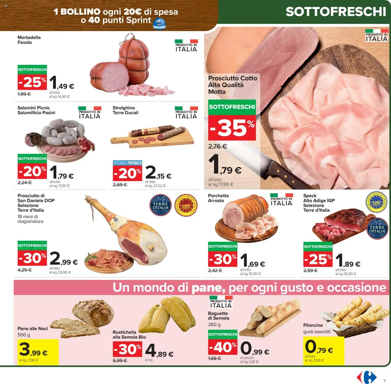 Volantino Carrefour del 15.01.2026 | Pagina: 7 | Prodotti: Speck, Porchetta, Prosciutto Cotto, Noci