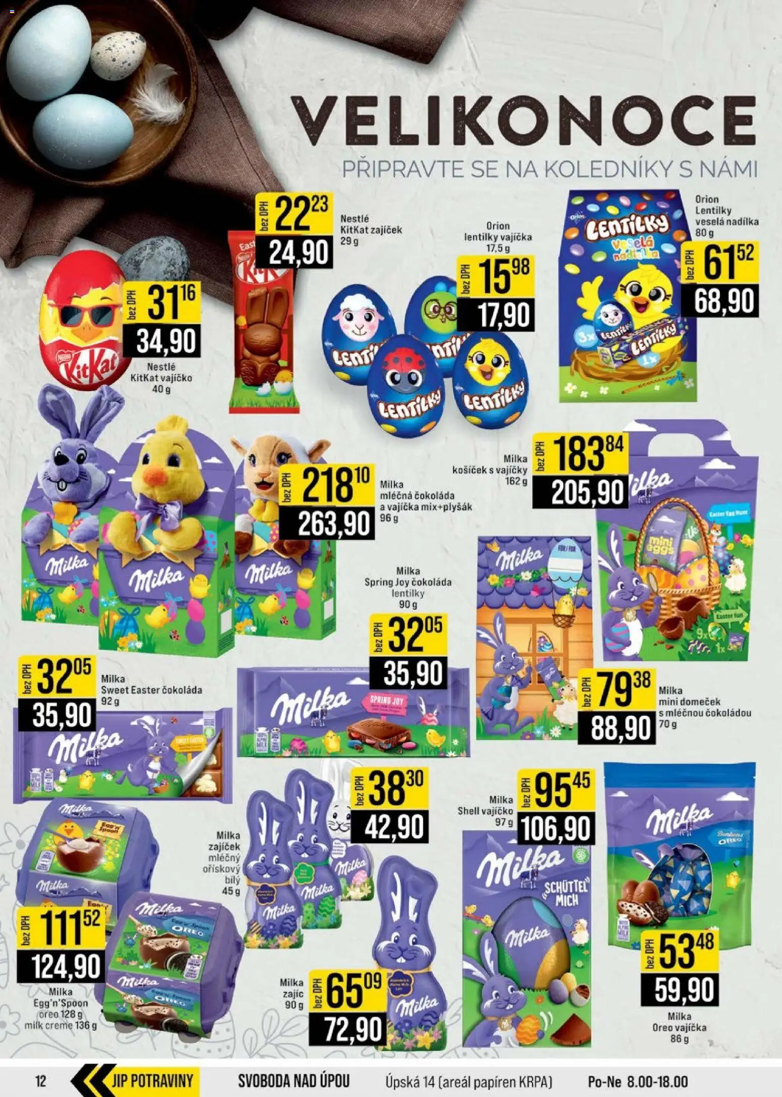 Jip leták - Cash & Carry od 04.03.2026 | Strana: 12 | Produkty: Vajíčka, Milka, Oreo, Lentilky