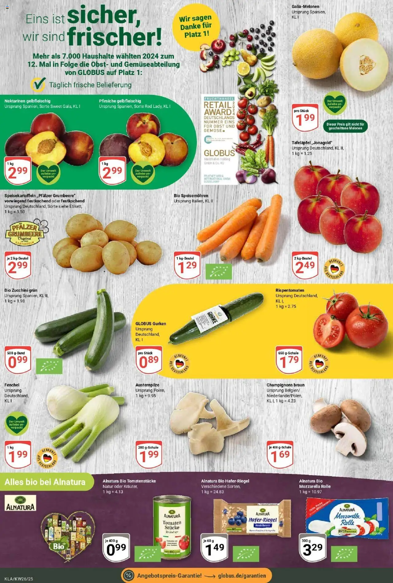 Globus prospekt Kaiserslautern	 - gültig ab dem 22.06.2025 | Seite: 10 | Produkte: Mozzarella, Tomaten, Gemüse, Zucchini