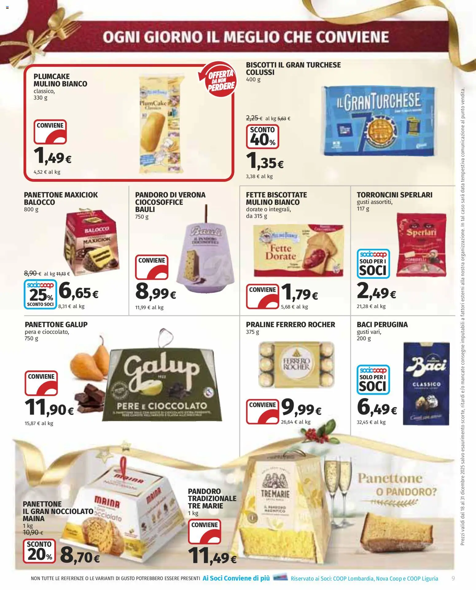 Volantino COOP del 18.12.2025 | Pagina: 9 | Prodotti: Cioccolato, Panettone, Torroncini, Fette biscottate