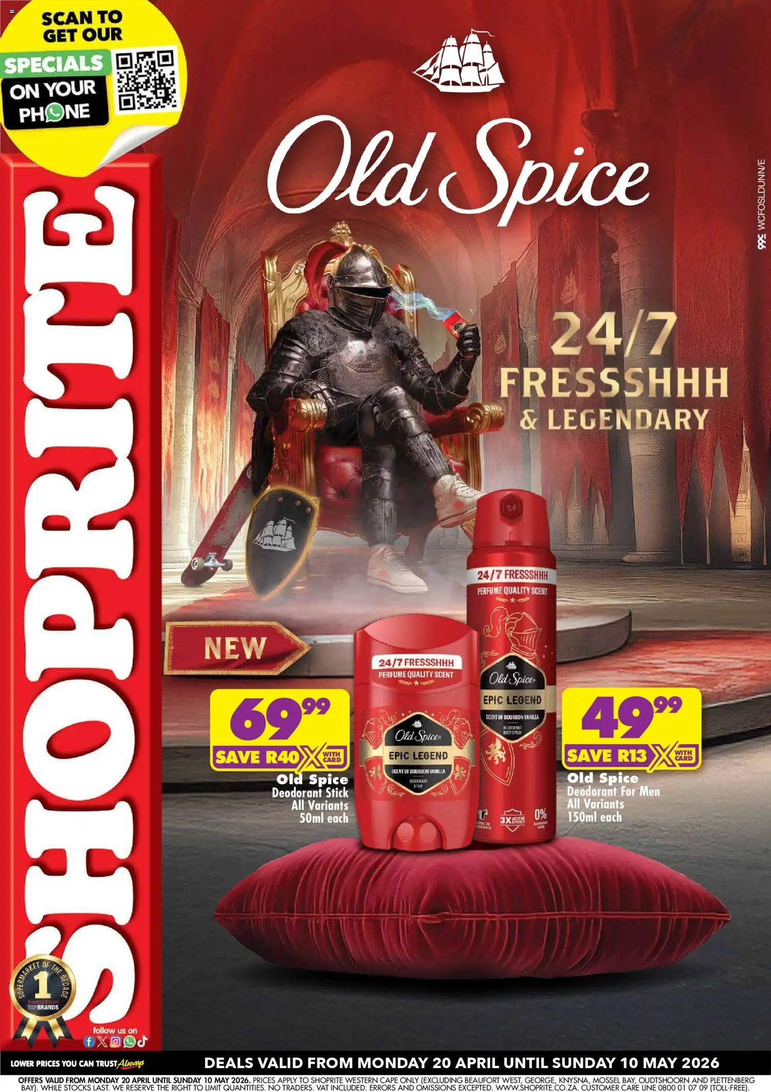 New Shoprite catalogue – valid from 20.04.2026 | Page: 1 | Products: Phone, Perfume, Bourbon, Deodorant