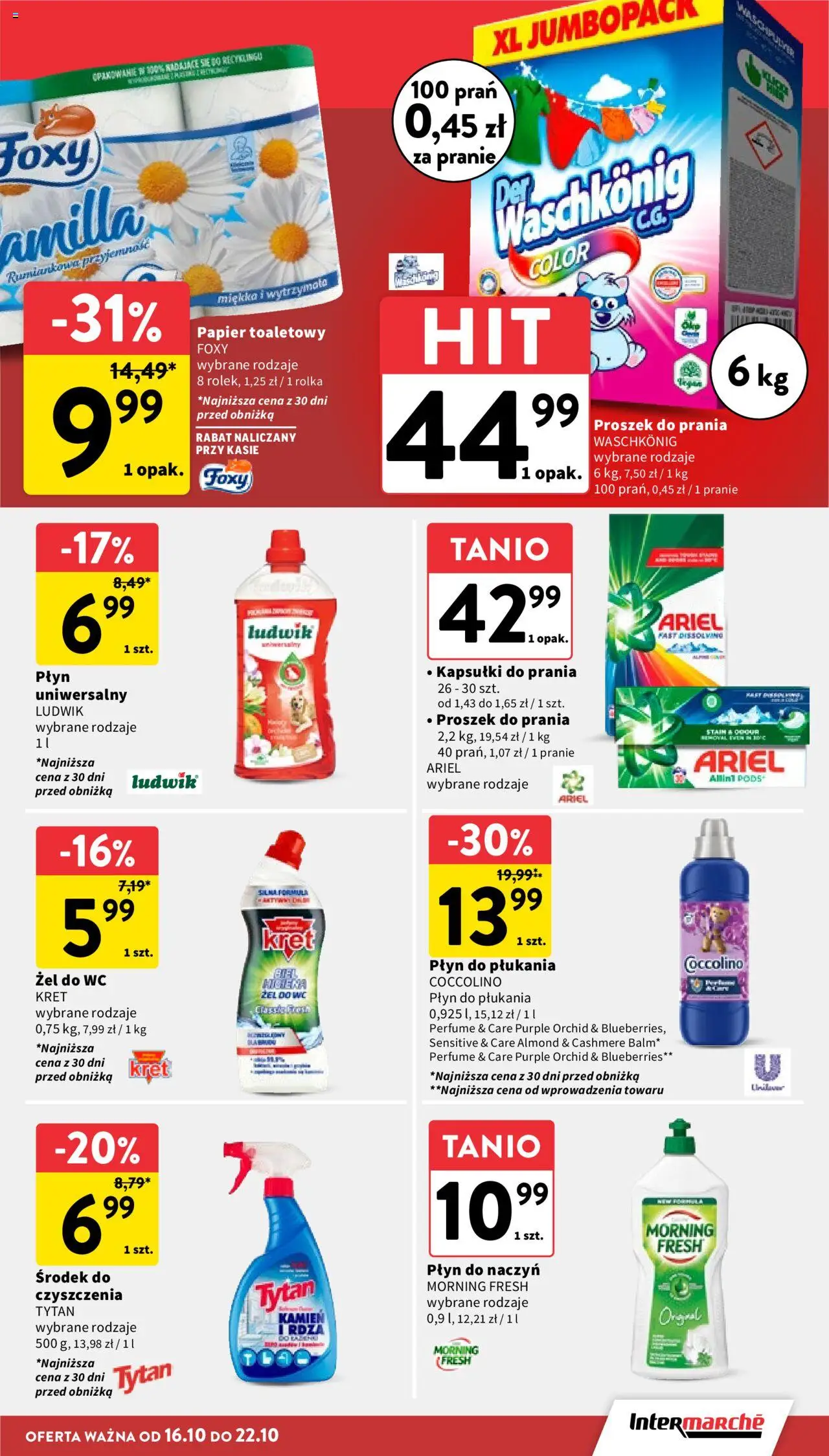 Intermarche Gazetka od 16.10.2025 | Strona: 33 | Produkty: Papier toaletowy, Coccolino, Ariel, Proszek do prania