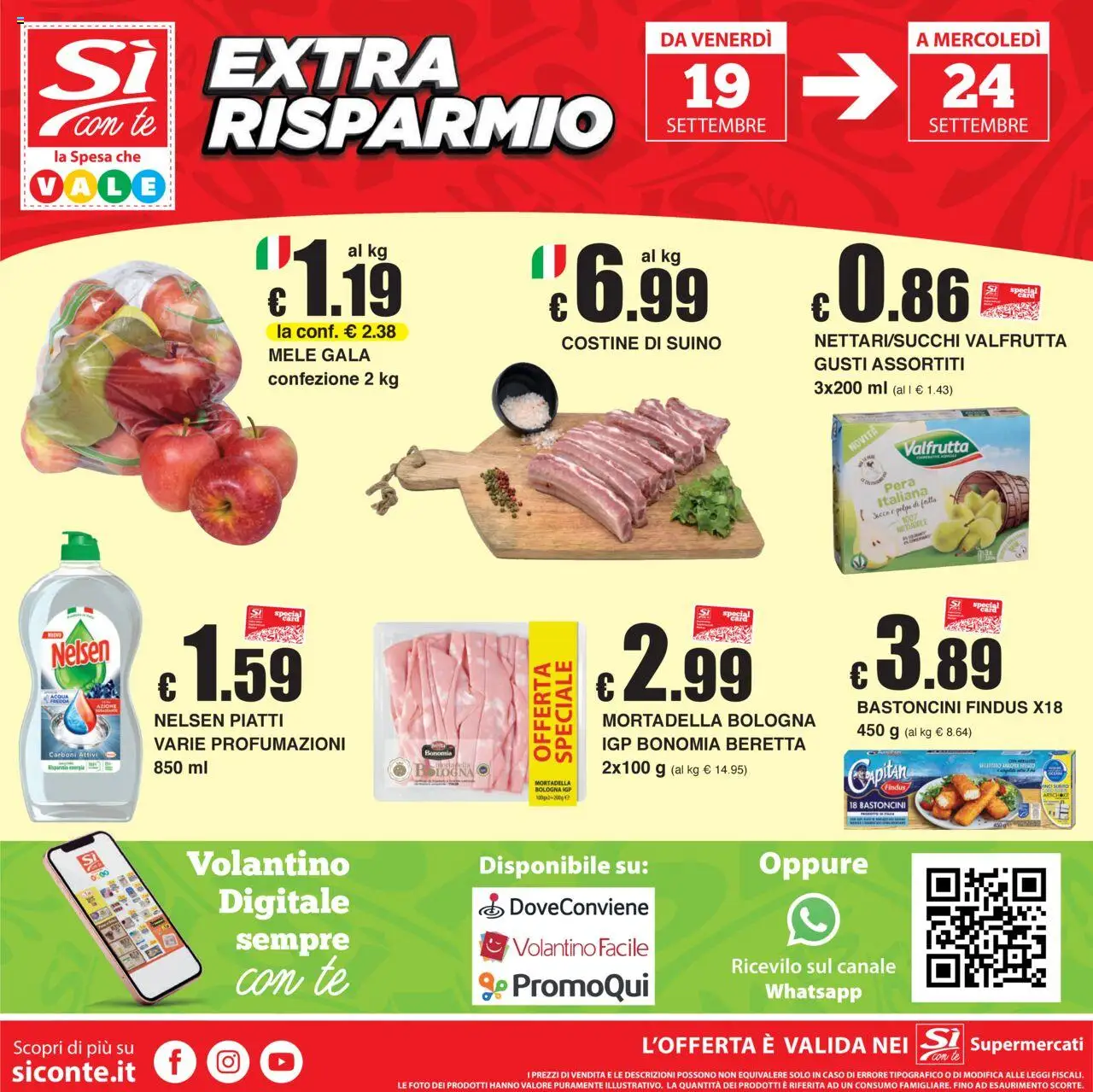 Volantino Sì con Te del 11.09.2025 | Pagina: 20 | Prodotti: Tè, Frutta, Suino, Mortadella