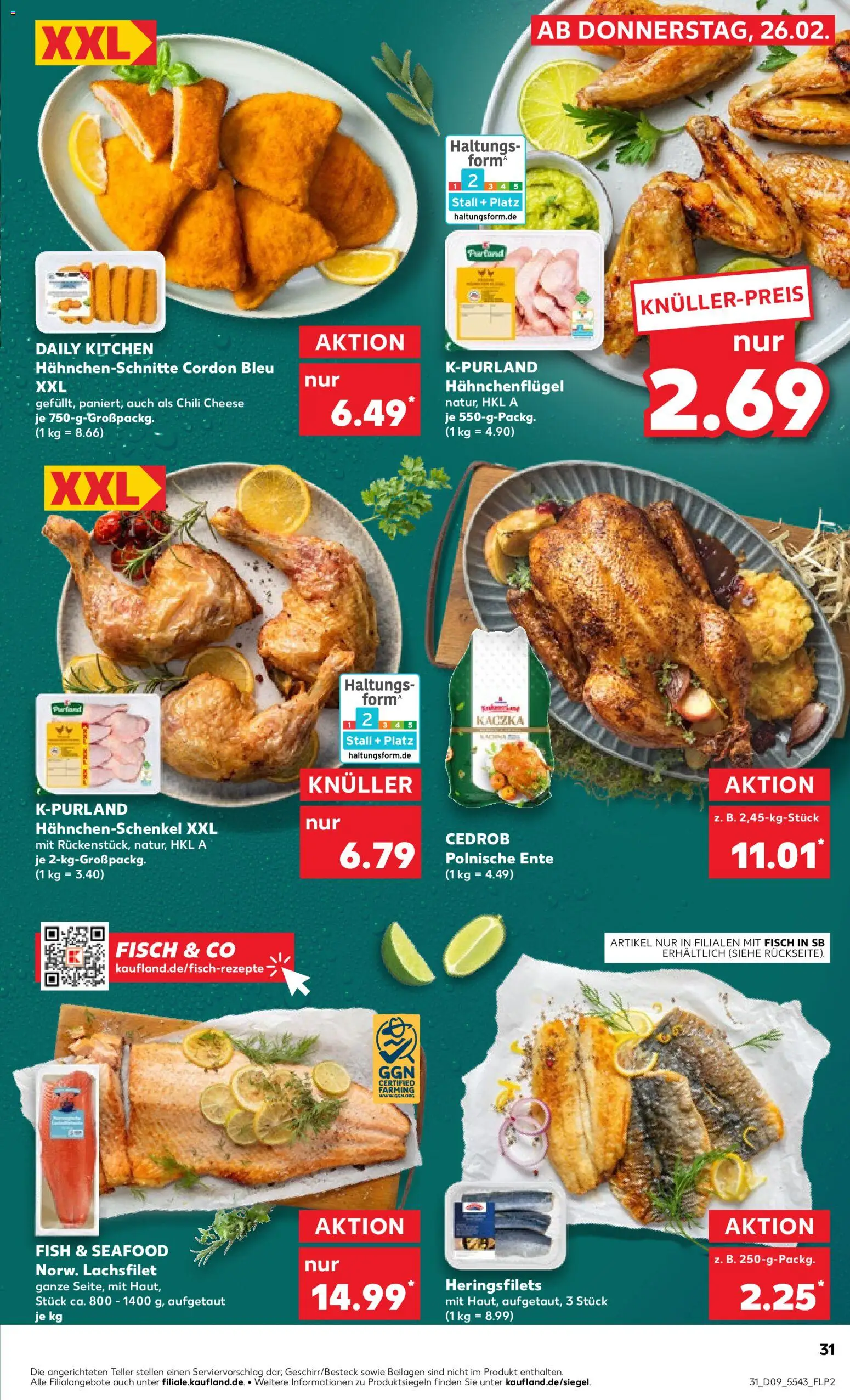 Kaufland prospekt Köln	 – gültig ab 26.02.2026 | Seite: 31 | Produkte: Hahnchenschenkel, Fisch, Chili, Ente