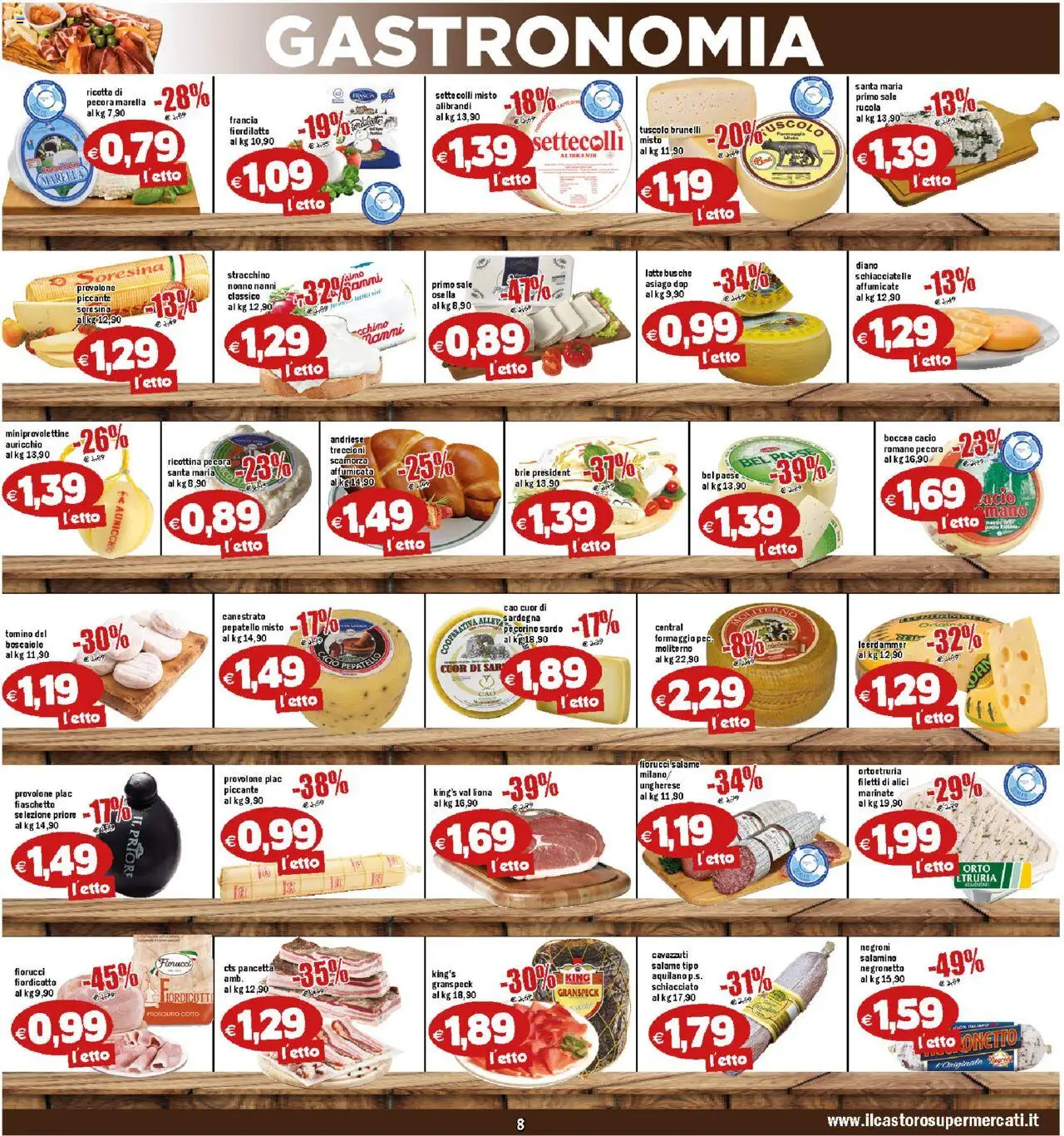 Volantino Il Castoro del 17.10.2025 | Pagina: 8 | Prodotti: Rucola, Ricotta, Pecorino, Alici