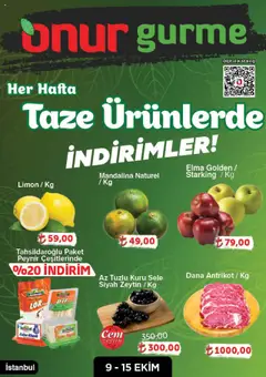 09.10.2025 tarihinden itibaren geçerli olan Onur Market kataloğu önizlemesi