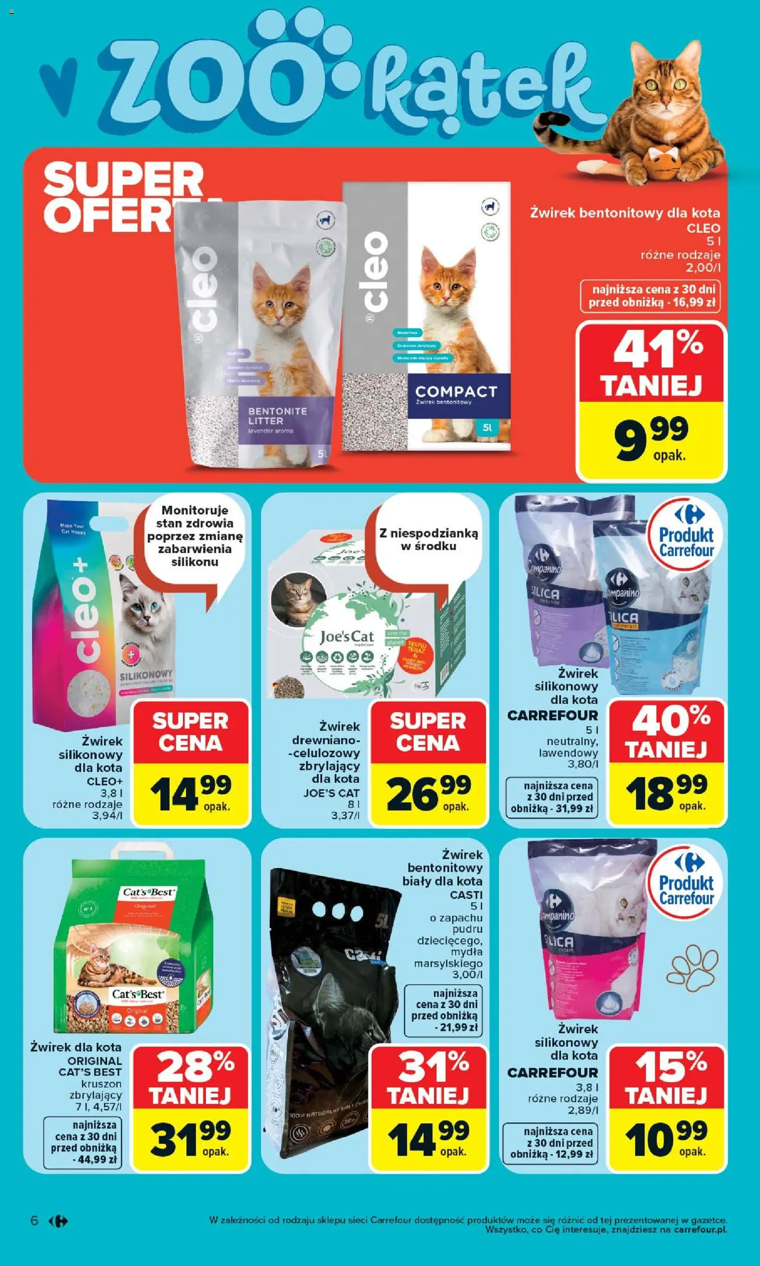Carrefour gazetka - Łap super okazje od 13.04.2026 | Strona: 6 | Produkty: Żwirek dla kota, Żwirek bentonitowy