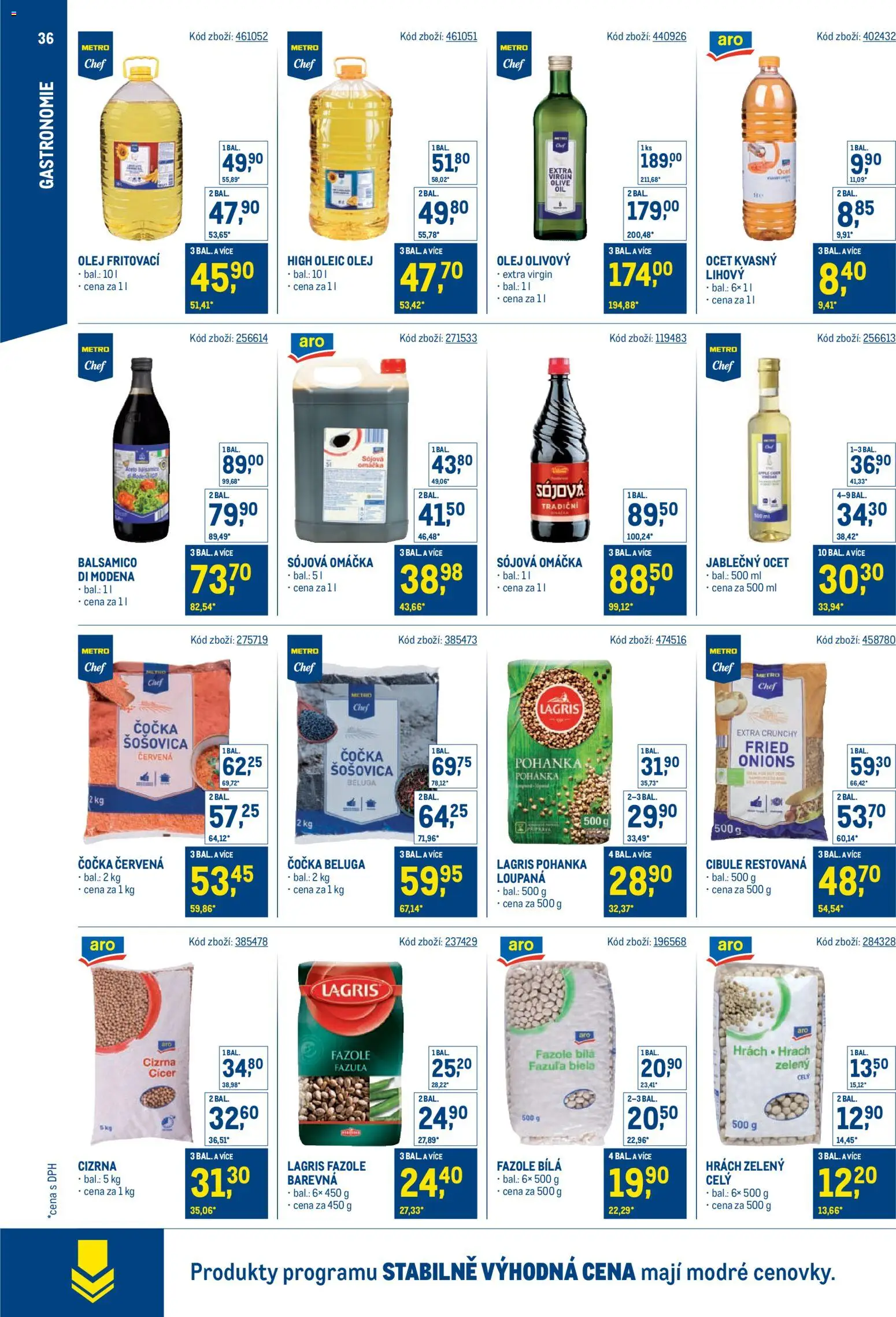 Makro leták - Stabilně výhodná cena – gastronomie od 24.09.2025 | Strana: 36 | Produkty: Hrách, Olej, Cizrna, Fazole