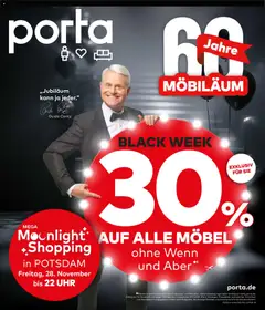 Porta! Unglaubliche Black Deals, 30% auf ALLE Möbel und verlängerte Öffnungszeiten am Black Friday! - Potsdam ab 24.11.2025 gültig