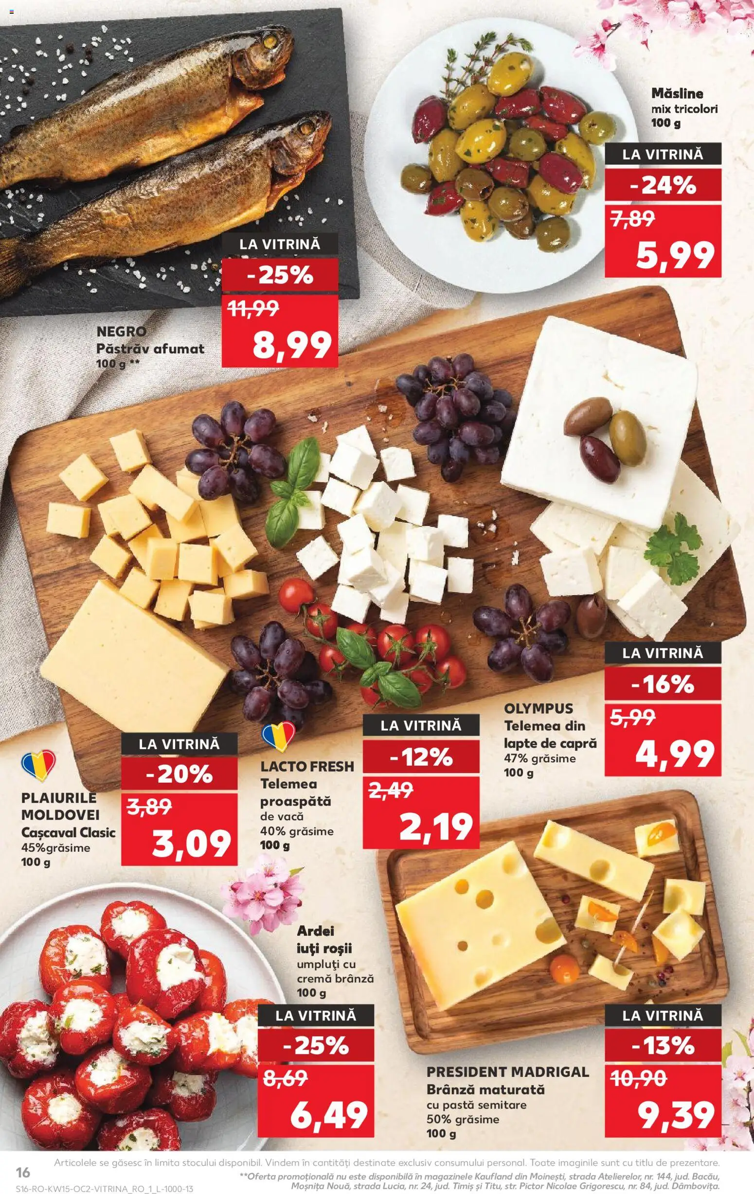 Noul catalog Kaufland – valabil de la 08.04.2026 | Pagină: 16 | Produse: Cașcaval, Măsline, Ardei, Brânză