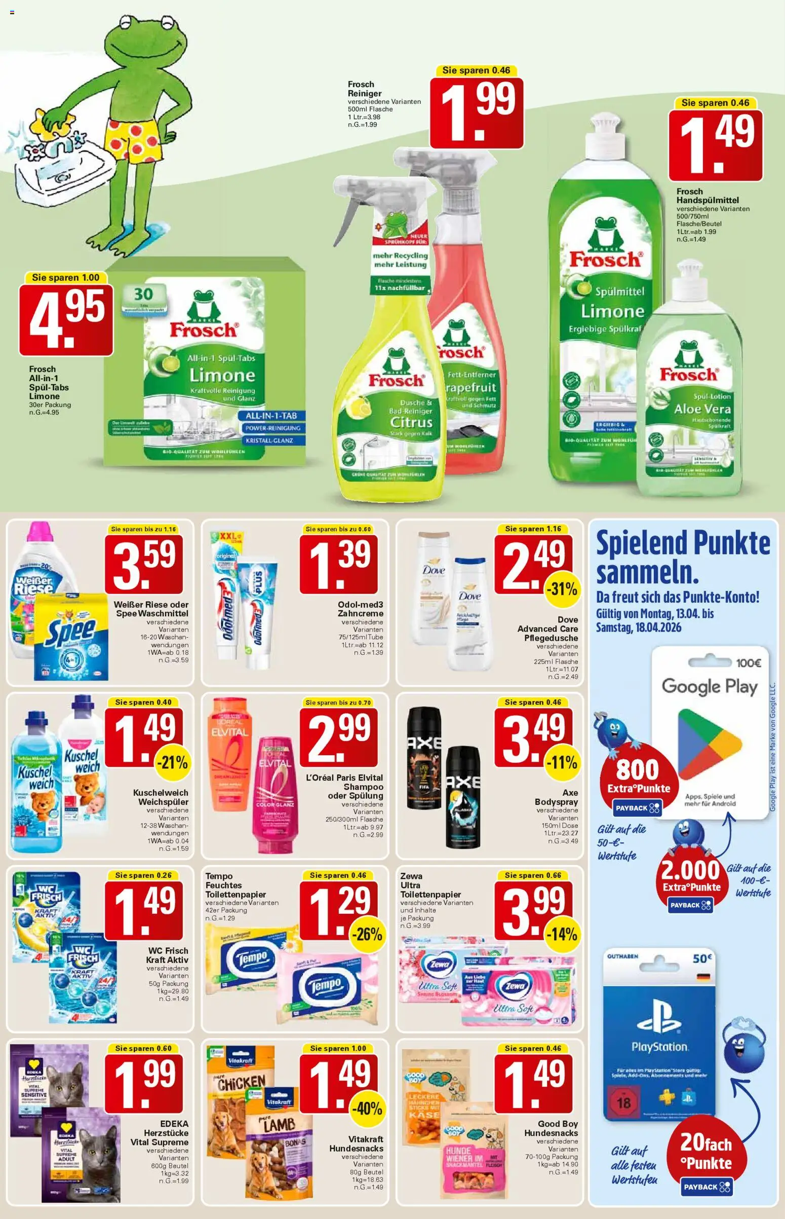 WEZ Prospekt 	 – gültig ab 13.04.2026 | Seite: 15 | Produkte: Dusche, Spülung, Tempo, Toilettenpapier