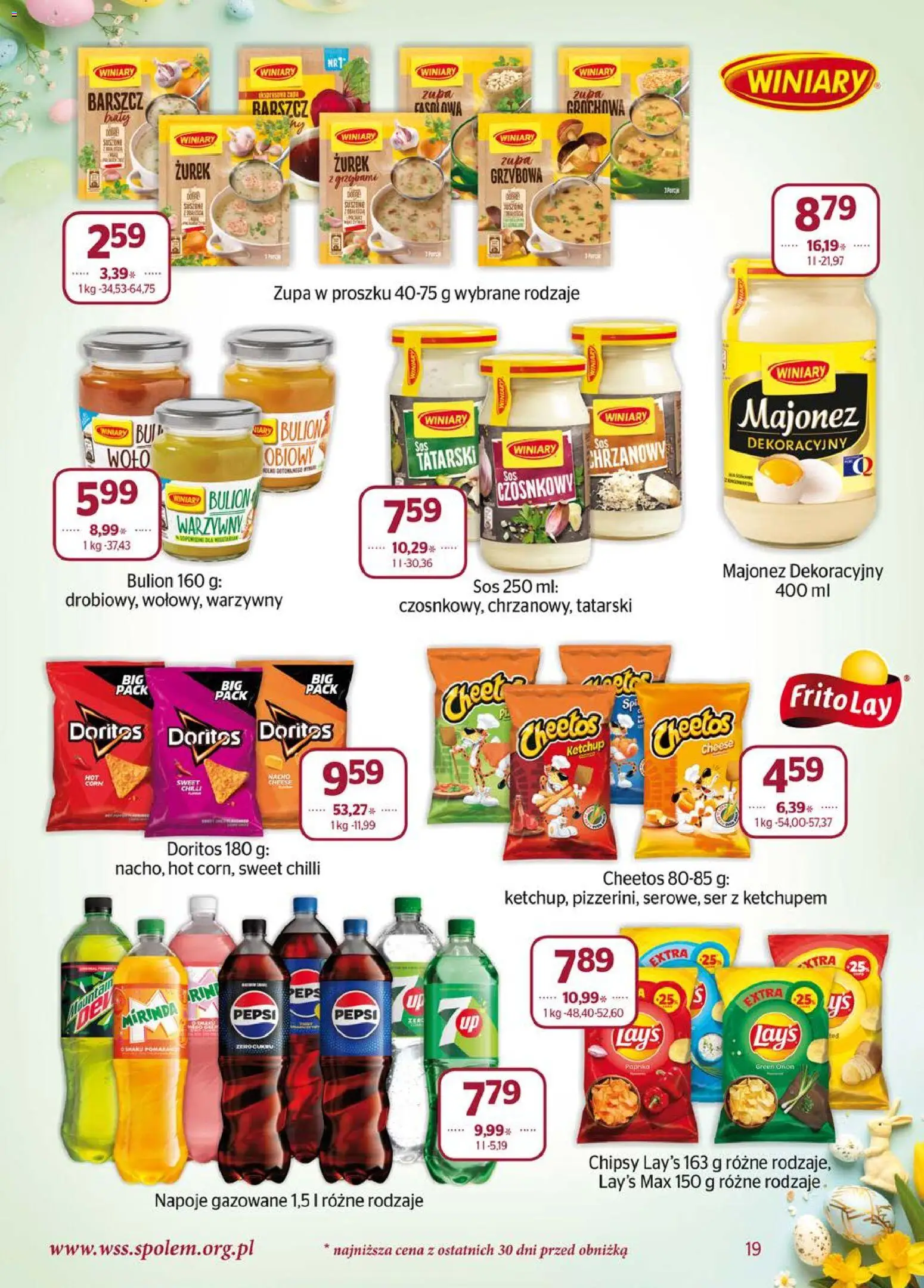 Społem gazetka od 01.03.2026 | Strona: 19 | Produkty: Barszcz, Chipsy, Napoje, Ser