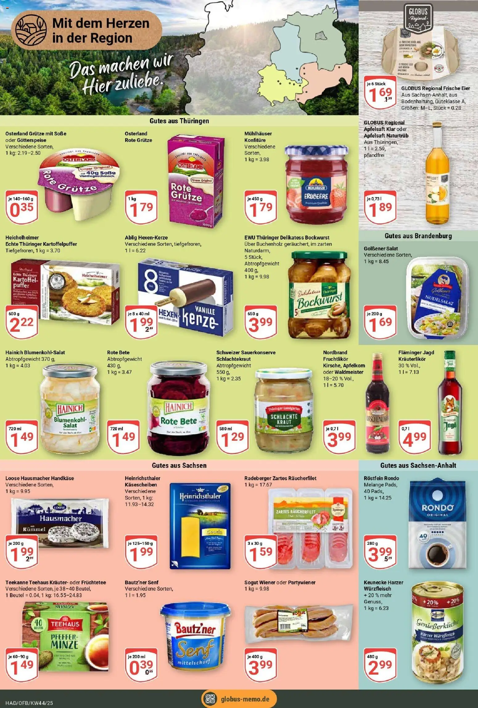 Globus prospekt Halle (saale)	 – gültig ab 26.10.2025 | Seite: 16 | Produkte: Bockwurst, Teekanne, Blumenkohl, Salat
