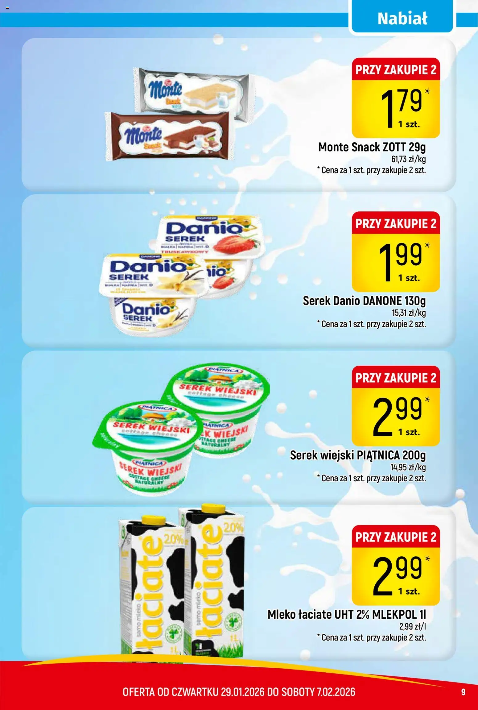 Piotruś Pan Gazetka od 29.01.2026 | Strona: 9 | Produkty: Serek, Serek wiejski, Mleko