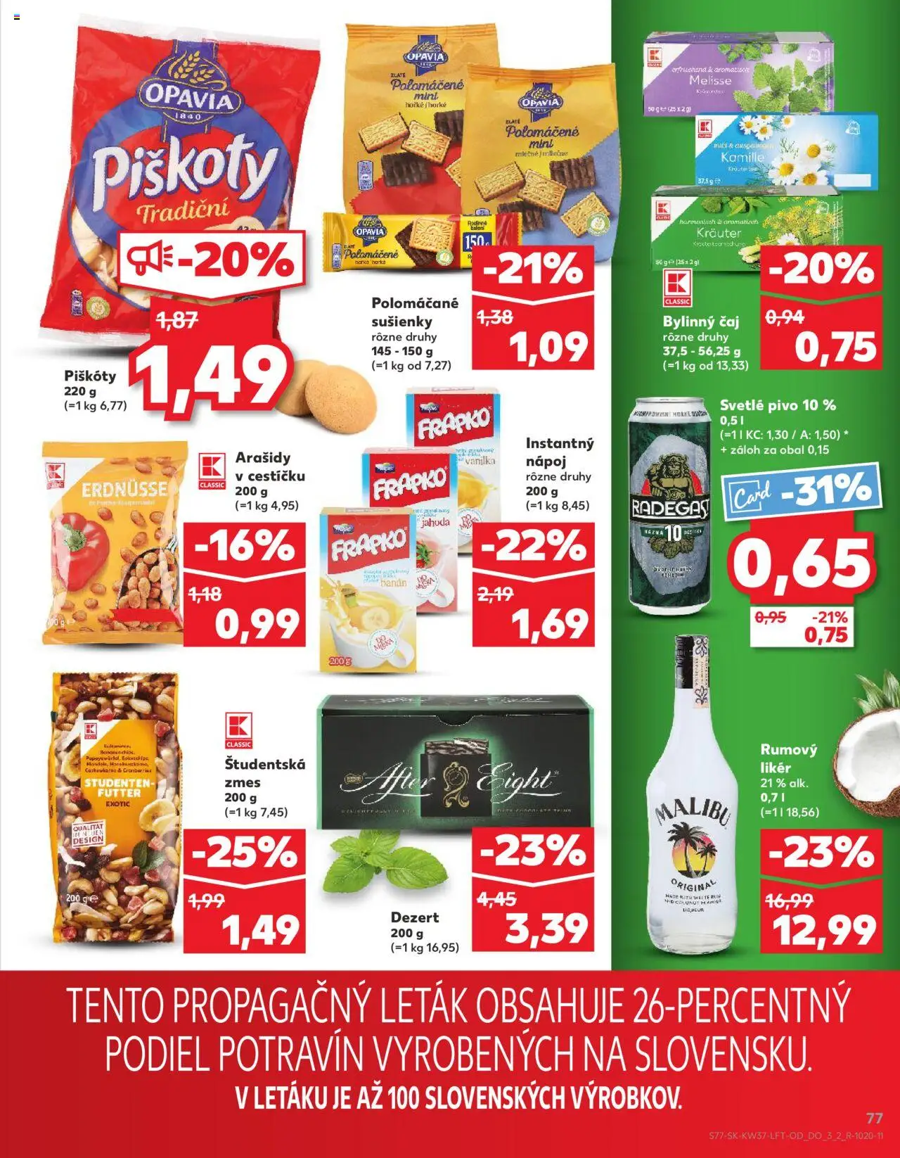 Nové Kaufland akcie – leták je platný od 11.09.2025 | Strana: 77 | Produkty: Pivo, Čaj, Radegast, Arašidy
