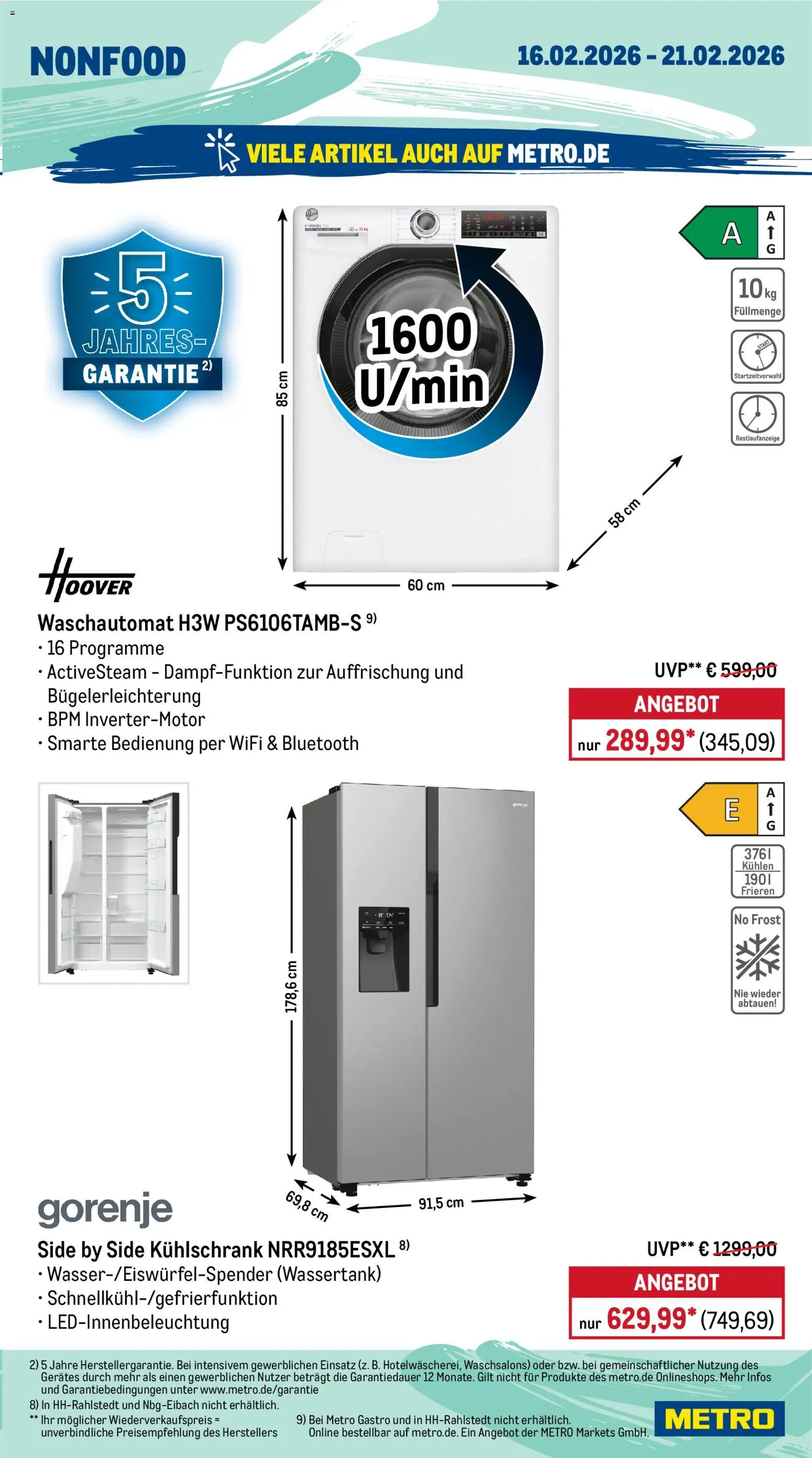 Metro Prospekt 	 – gültig ab 16.02.2026 | Seite: 17 | Produkte: Gorenje, Kühlschrank