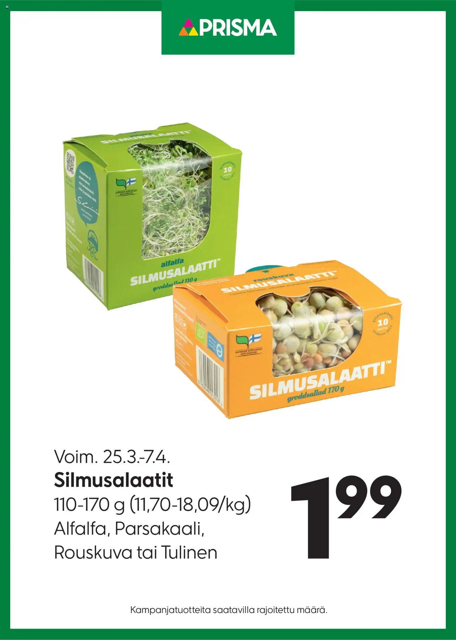 Prisma tarjoukset Silmusalaatit – voimassa 25.03.2026 alkaen | Sivu: 1