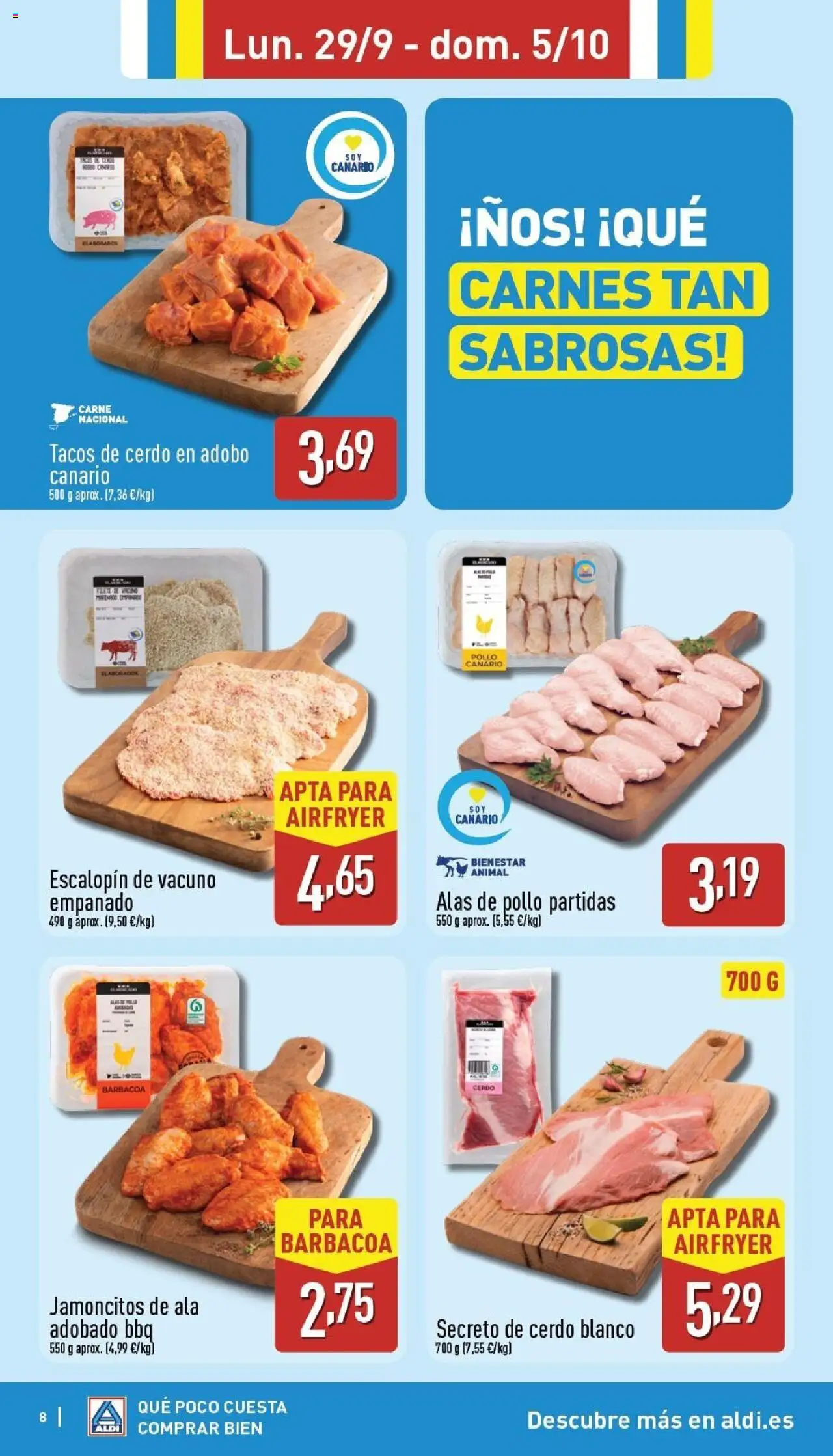Aldi folleto Canarias │ válido desde el 29.09.2025 | Página: 8 | Productos: Cerdo, Tacos, Barbacoa