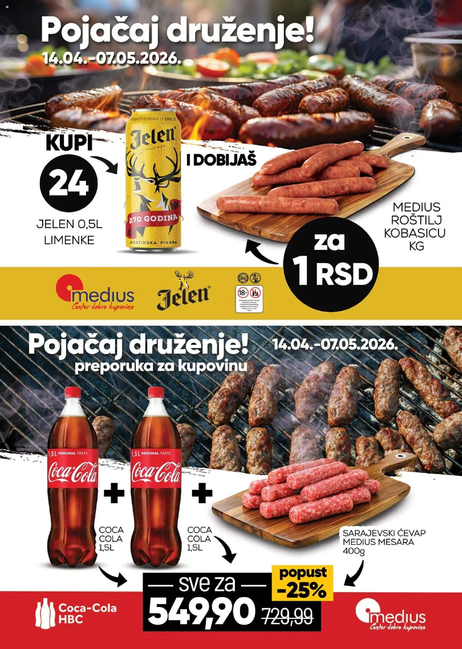 Medius katalog - važi od 21.04.2026 | Strana: 20 | Proizvode: Coca Cola, Ćevap, Pivo, Roštilj