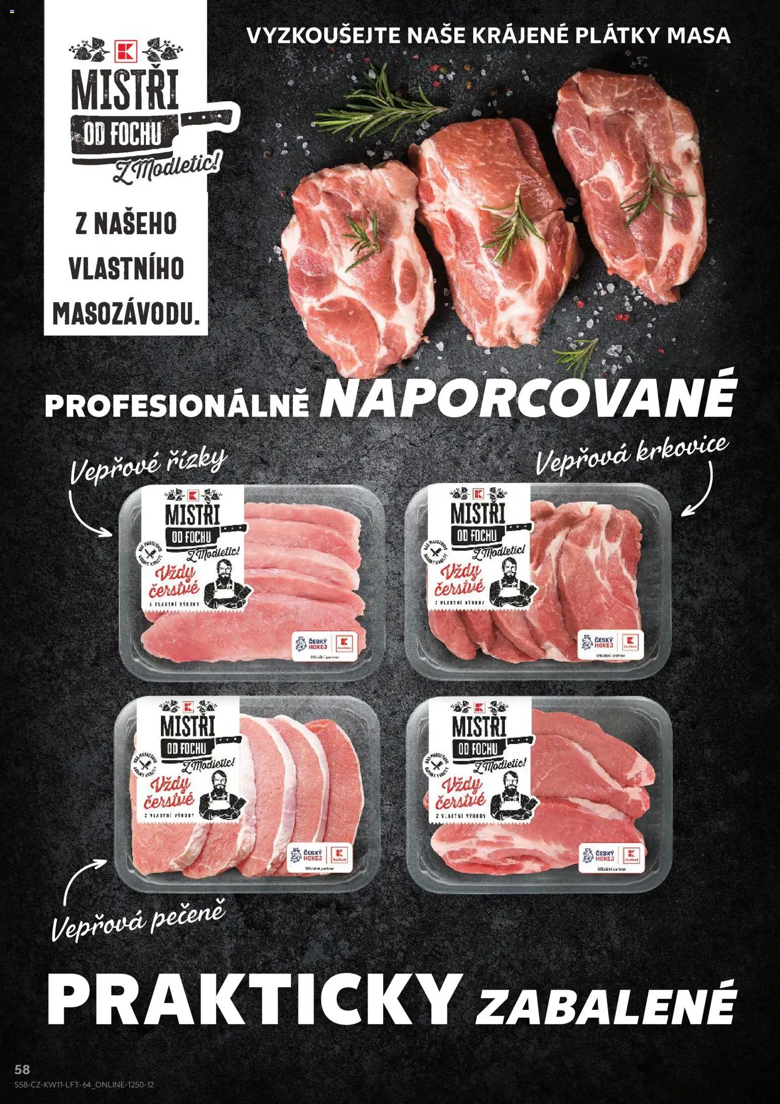 Kaufland leták od 11.03.2026 | Strana: 58 | Produkty: Vepřové řízky, Vepřová pečeně, Krkovice, Vepřová krkovice