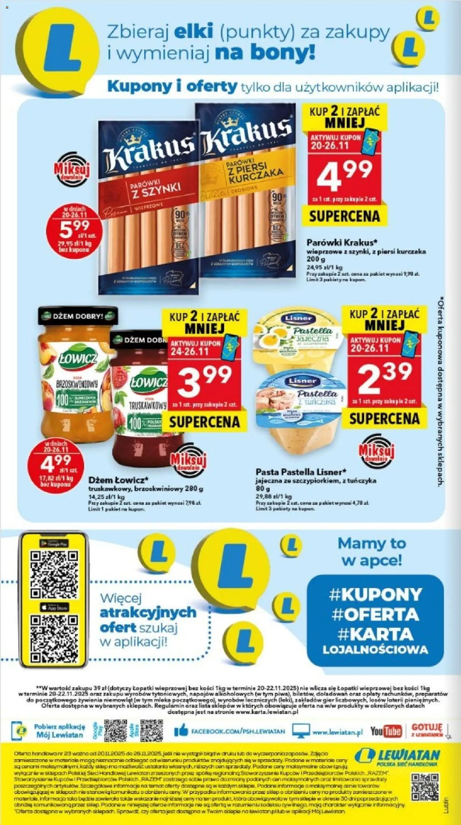 Lewiatan gazetka - Lublin od 20.11.2025 | Strona: 8 | Produkty: Piersi, Mleka, Parówki, Dżem