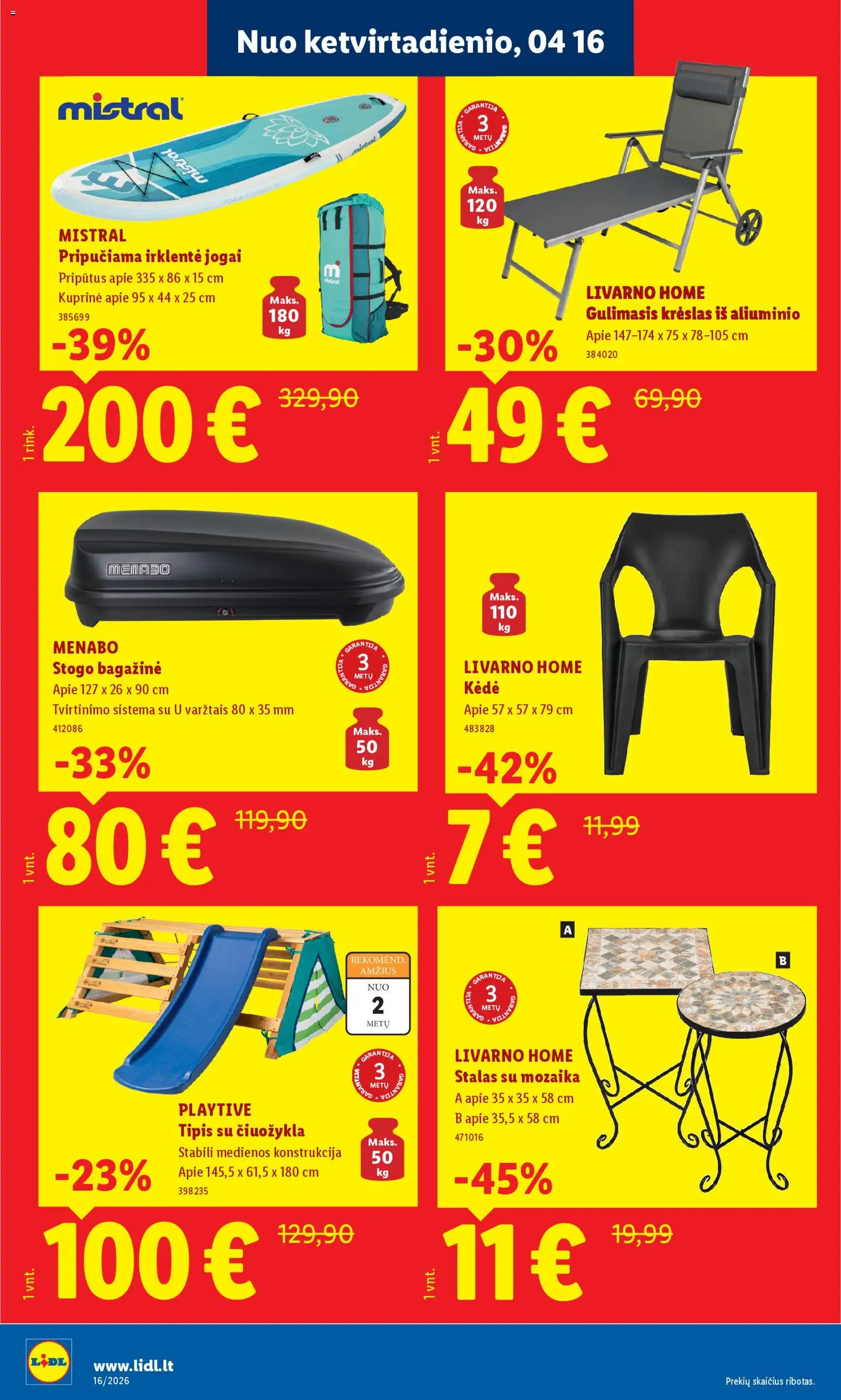 LIDL akcijos nuo 16.04.2026 | Puslapis: 2 | Prekių: Stalas, Kėdė, Kuprinė