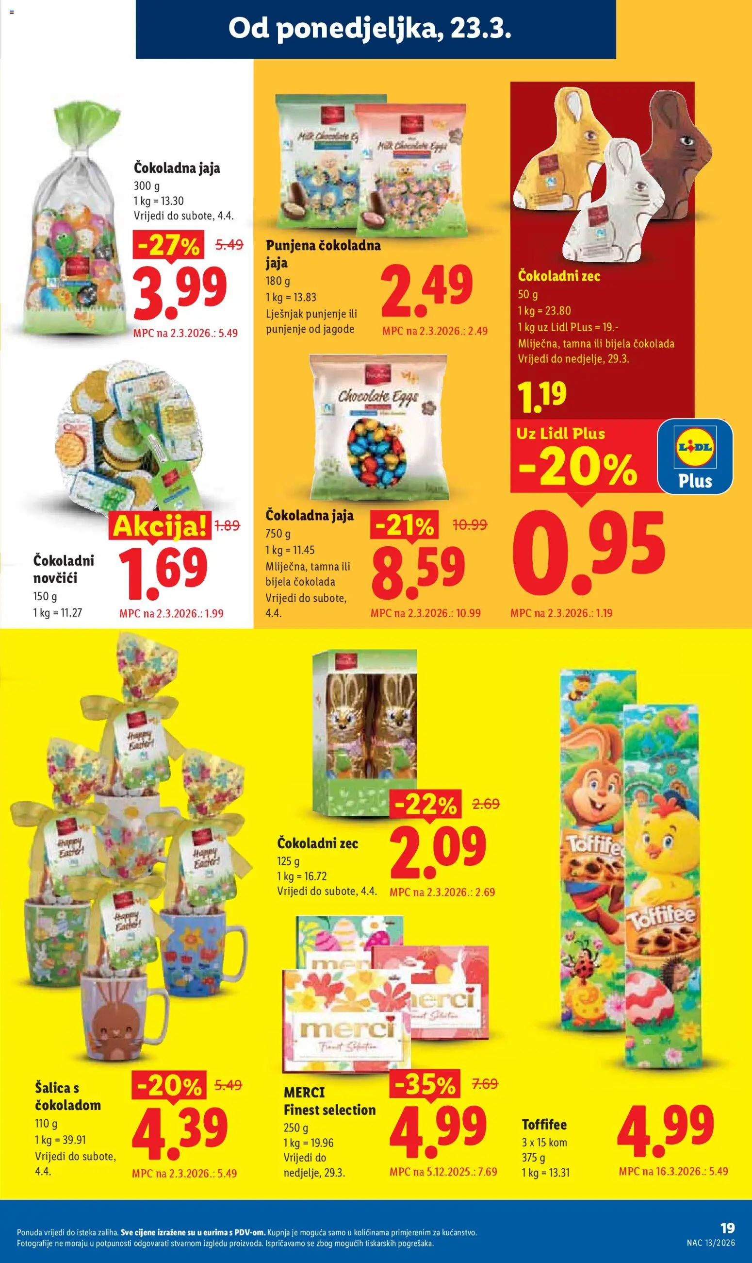 Lidl katalog | vrijedi od 23.03.2026 | Stranica: 19 | Proizvodi: Jaja, Čokolada, Merci, Šalica