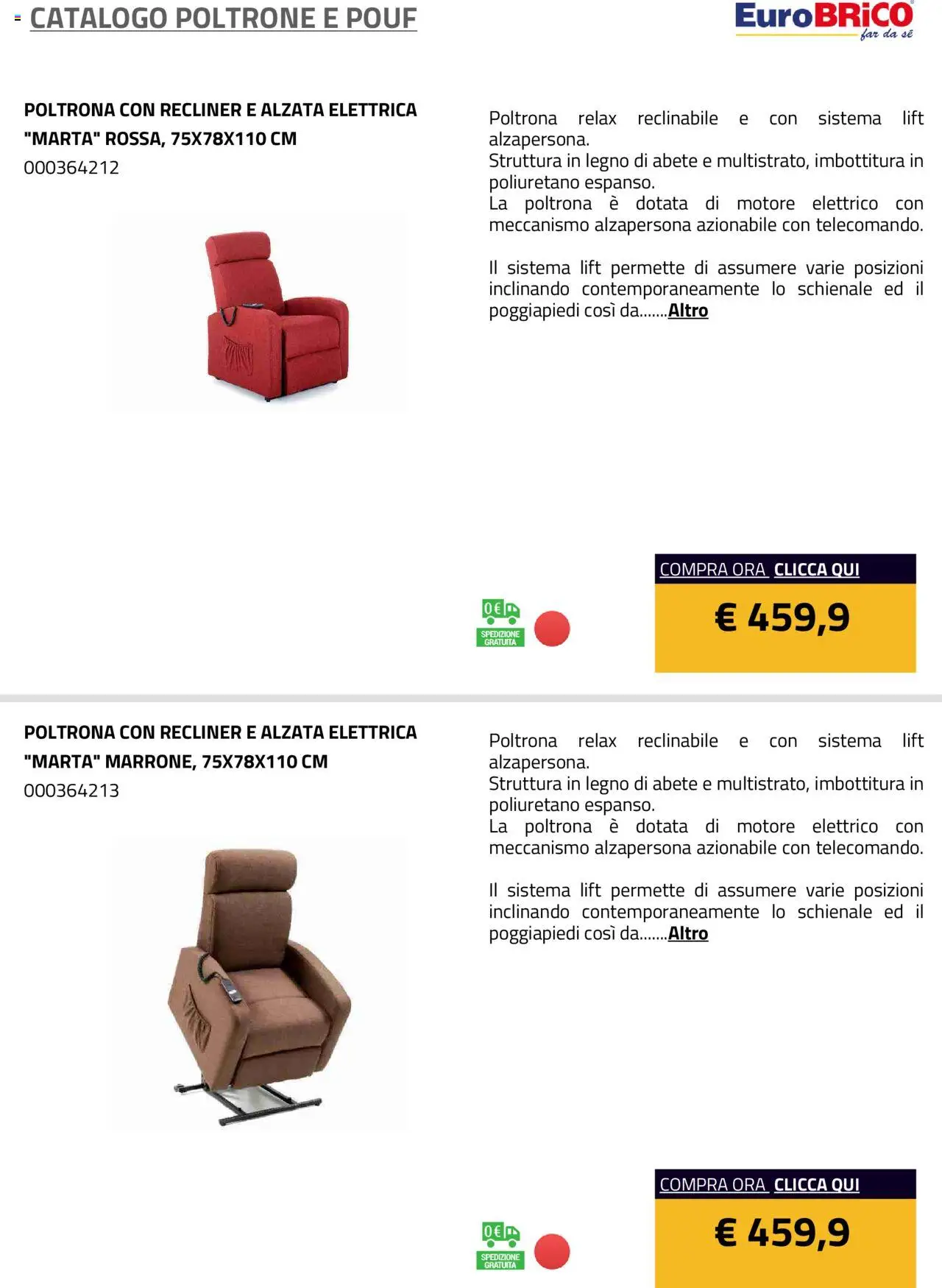 Volantino Eurobrico del 23.07.2025 | Pagina: 4 | Prodotti: Poggiapiedi, Poltrona