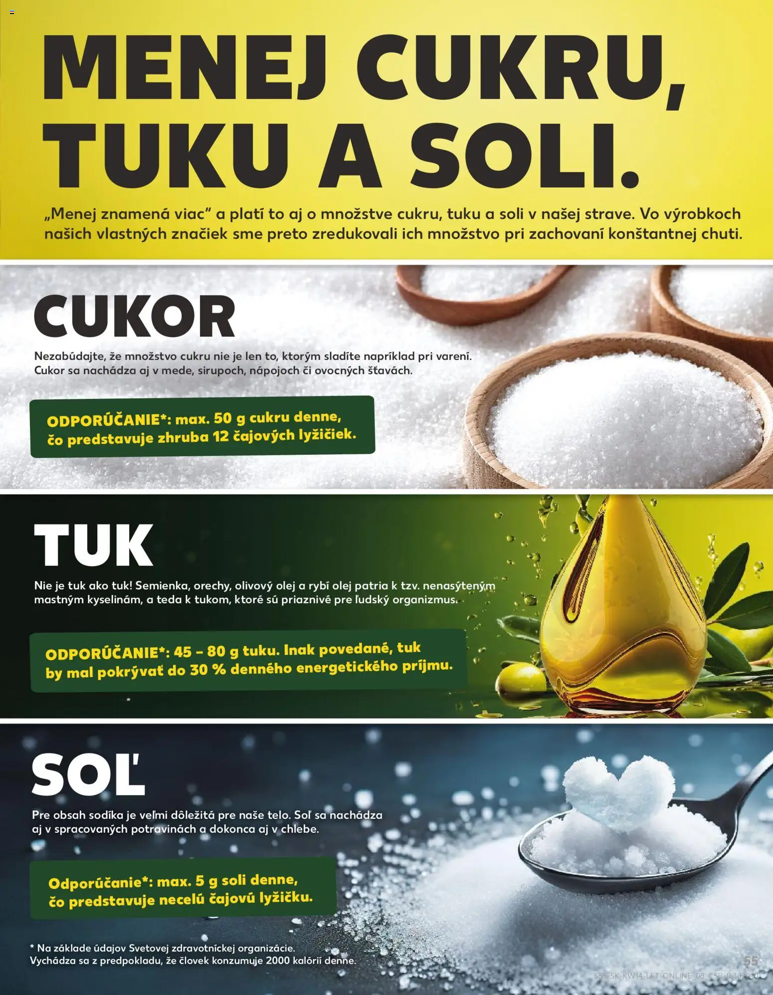 Nové Kaufland akcie – leták je platný od 01.04.2026 | Strana: 55 | Produkty: Olej, Olivový olej, Cukor, Soľ