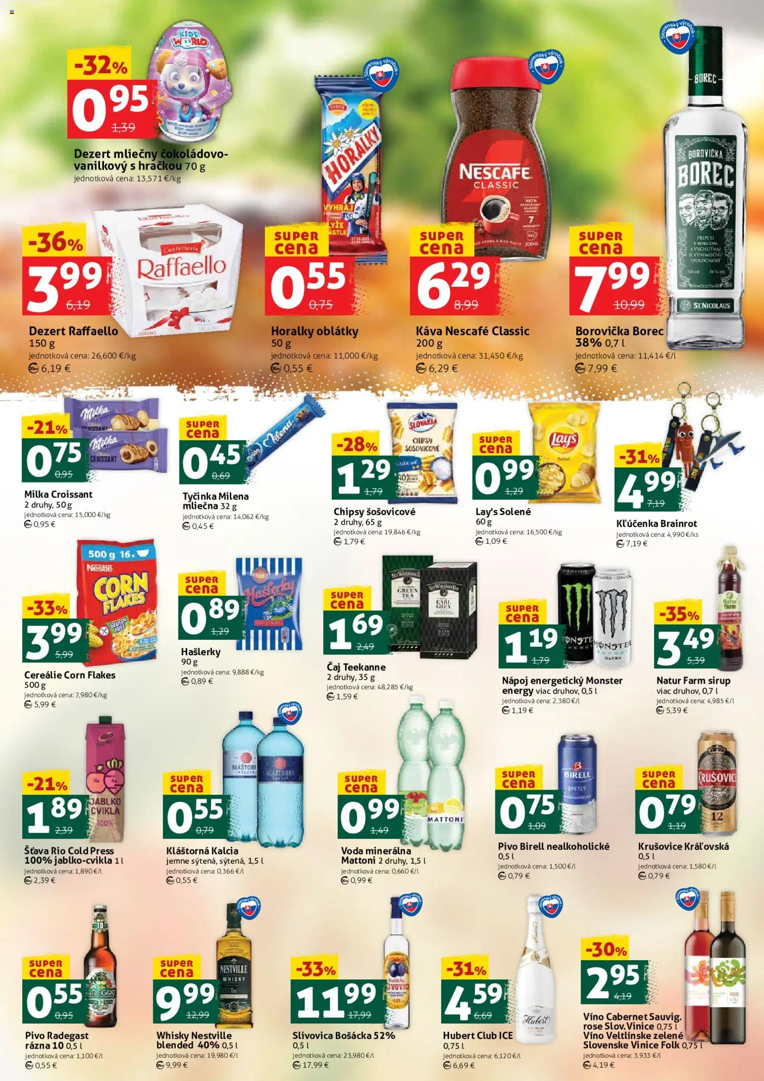 Nové COOP Jednota akcie – leták je platný od 07.11.2025 | Strana: 3 | Produkty: Birell, Borovička, Chipsy, Milka