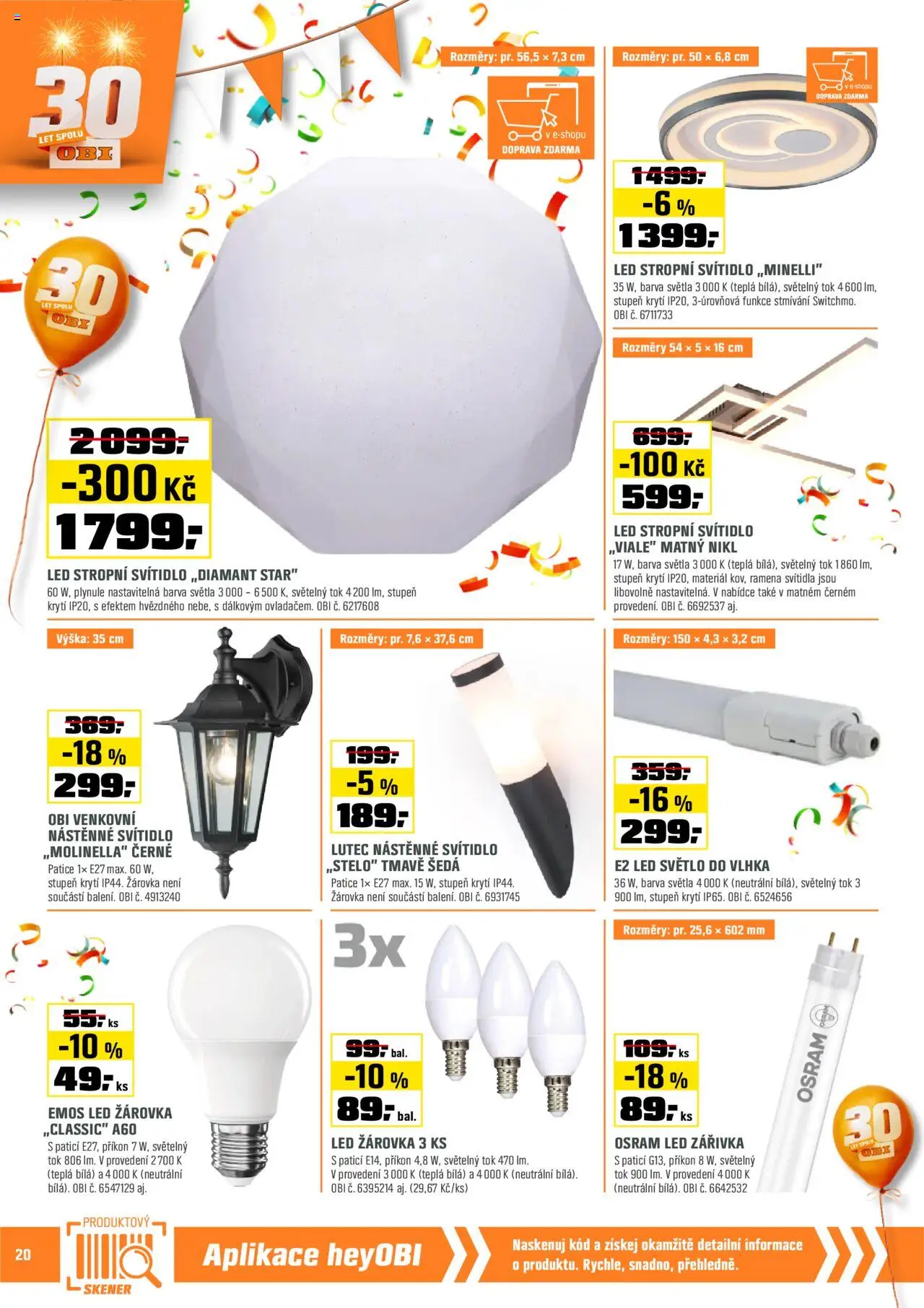 OBI leták od 01.08.2025 | Strana: 20 | Produkty: Skener, LED stropní svítidlo, LED, LED světlo