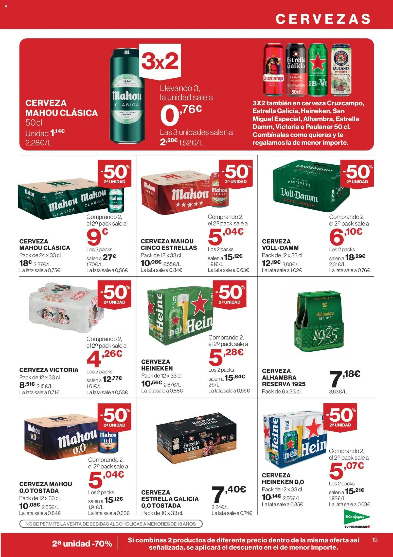El Corte Inglés ofertas │ válido desde el 23.04.2026 | Página: 19 | Productos: Cerveza, Té, Σπανάκι