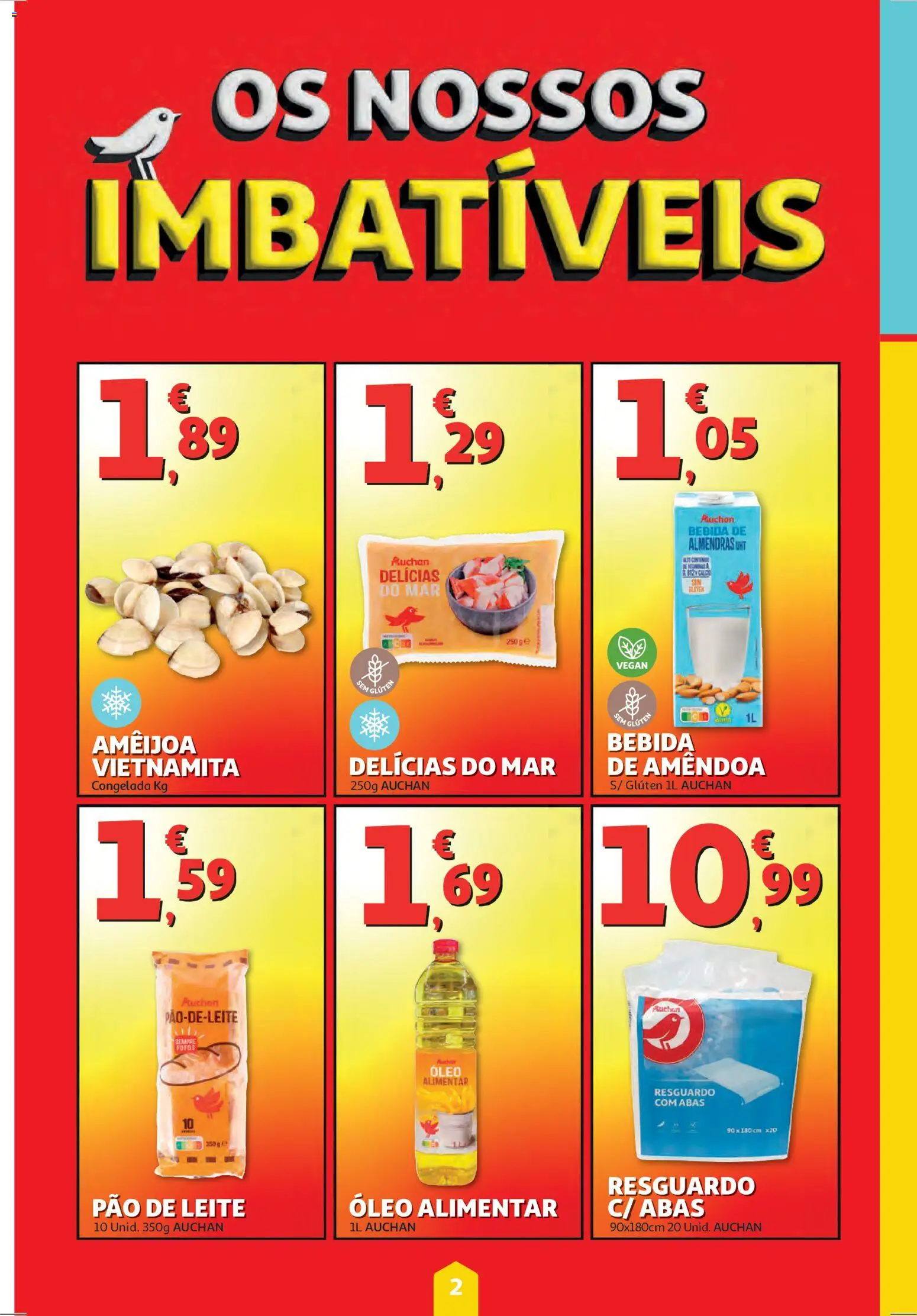 Auchan folheto │ válido de 30.10.2025 | Página: 2 | Produtos: Leite, Óleo, Pão, Bebida