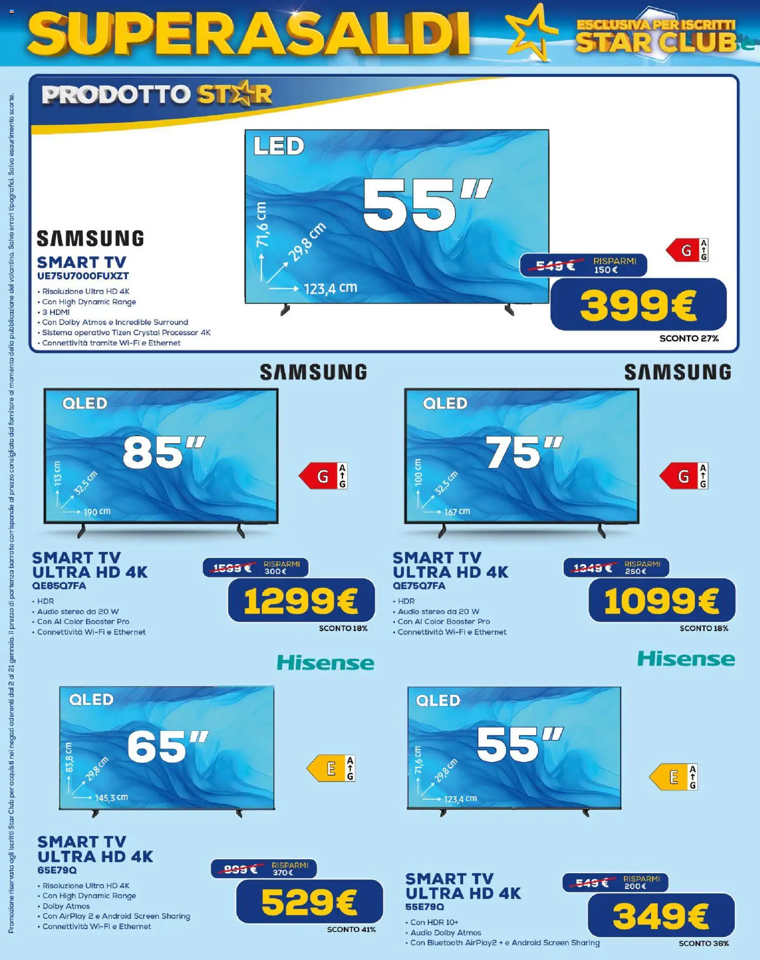 Volantino Euronics del 02.01.2026 | Pagina: 2 | Prodotti: smart TV, TV, Audio, Samsung