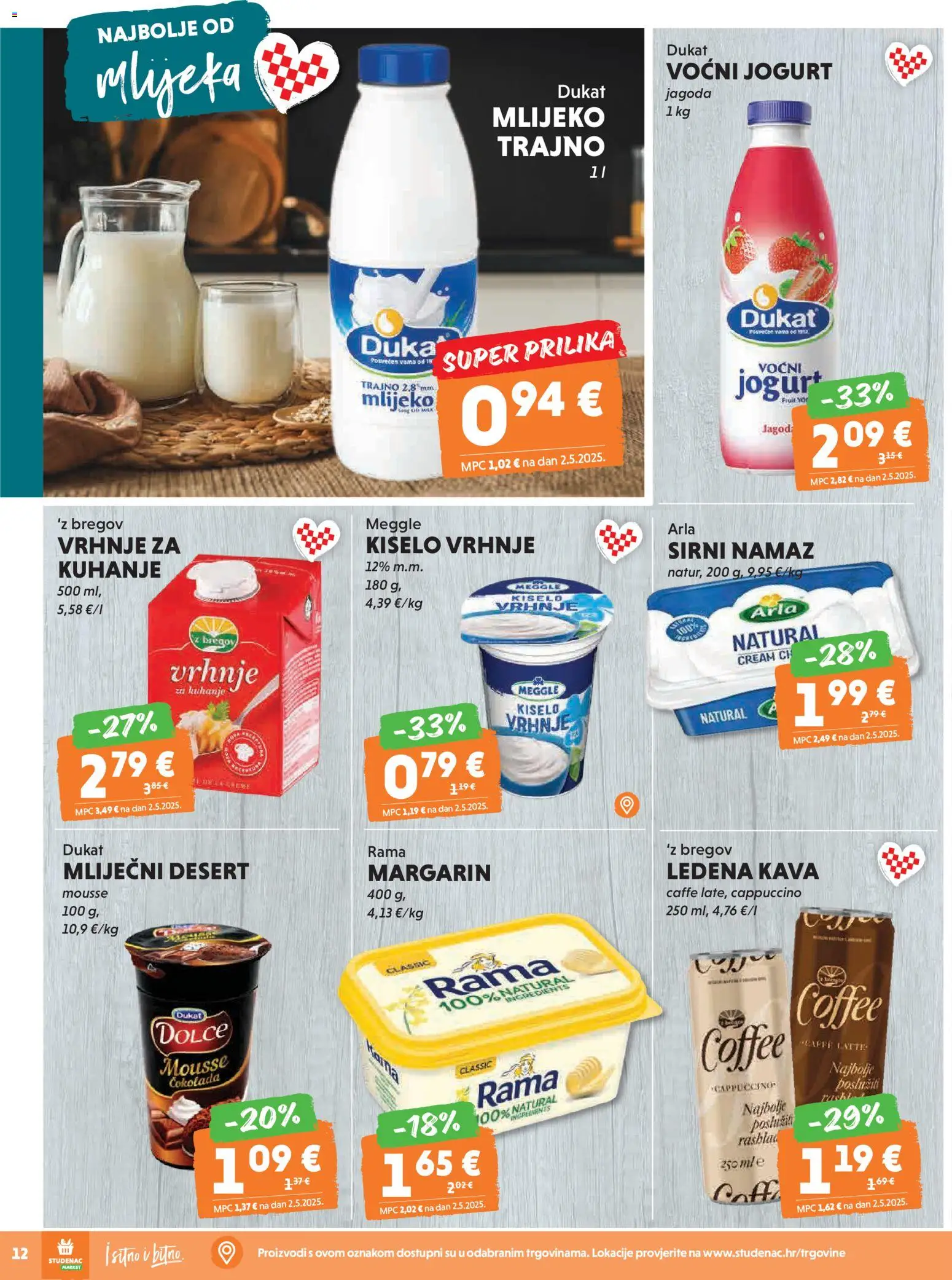 Studenac katalog | vrijedi od 28.01.2026 | Stranica: 12 | Proizvodi: Jogurt, Čokolada, Voćni jogurt, Kiselo vrhnje