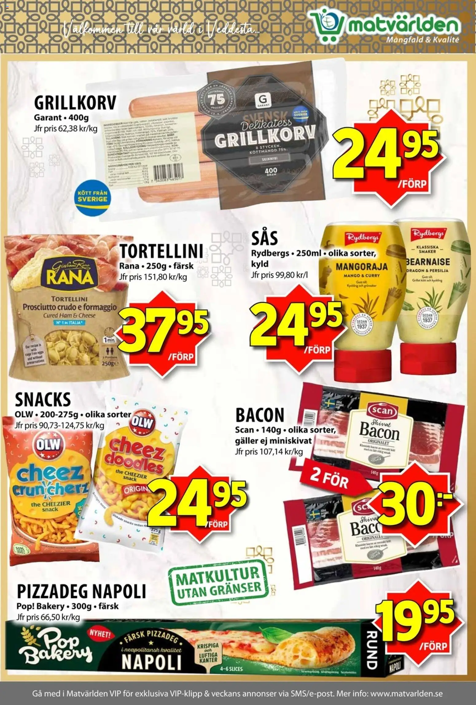 Matvärlden reklamblad aktuell från 02.02.2026 | Sida: 6 | Produkter: Bacon, Galler, Grillkorv, Persilja