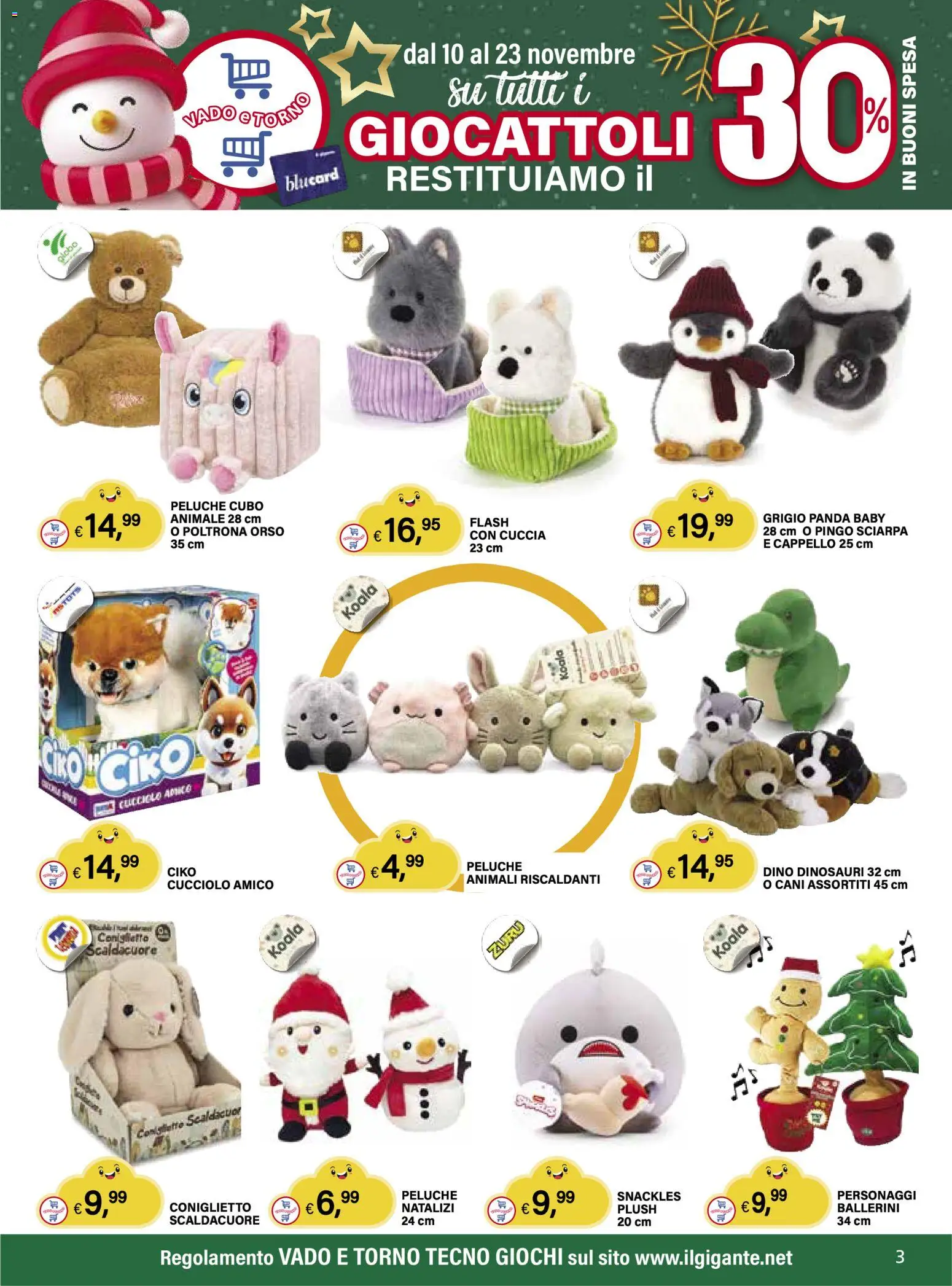 Volantino Il Gigante del 10.11.2025 | Pagina: 3 | Prodotti: Peluche, Sciarpa, Cappello, Poltrona