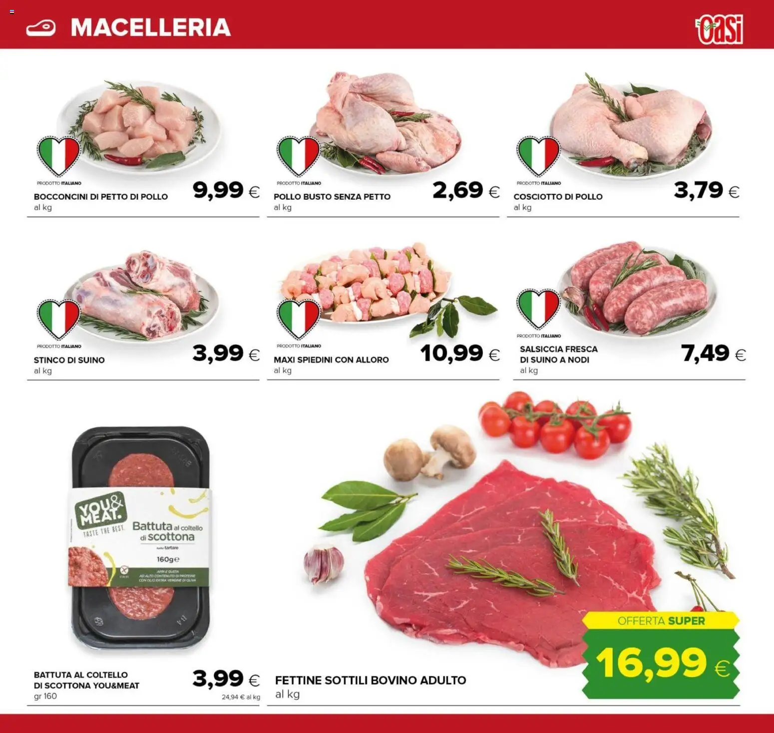 Volantino Oasi del 21.11.2025 | Pagina: 13 | Prodotti: Bovino, Pollo, Suino, Salsiccia