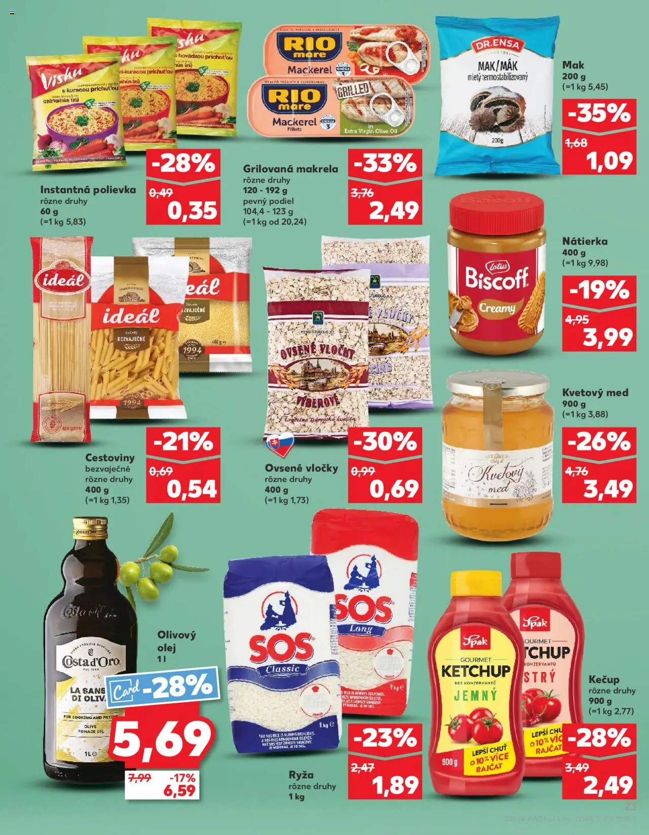 Nové Kaufland akcie – leták je platný od 12.06.2025 | Strana: 23 | Produkty: Olej, Rio Mare, Kečup, Vločky