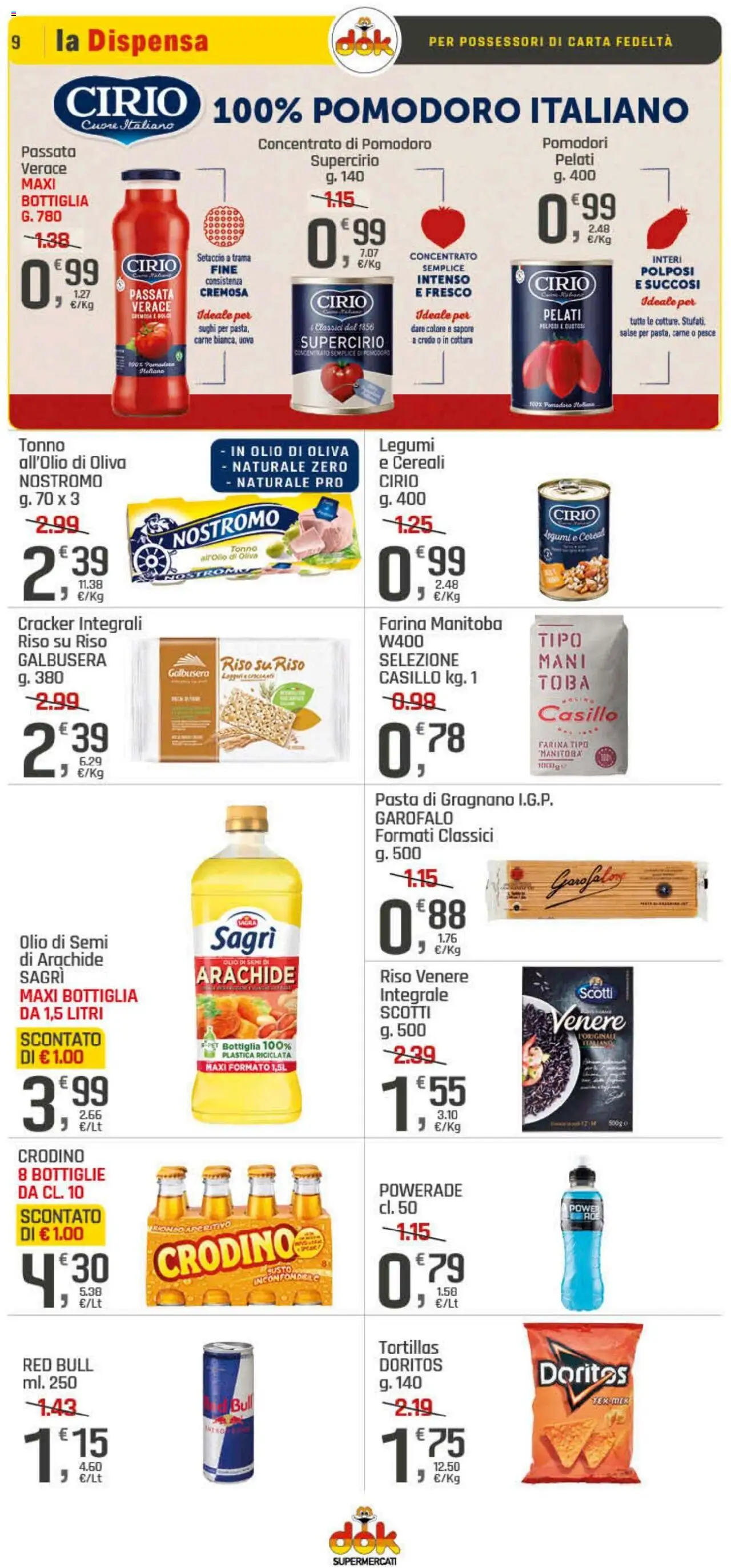 Volantino DOK del 25.09.2025 | Pagina: 9 | Prodotti: Cereali, Farina, Pomodori, Tonno