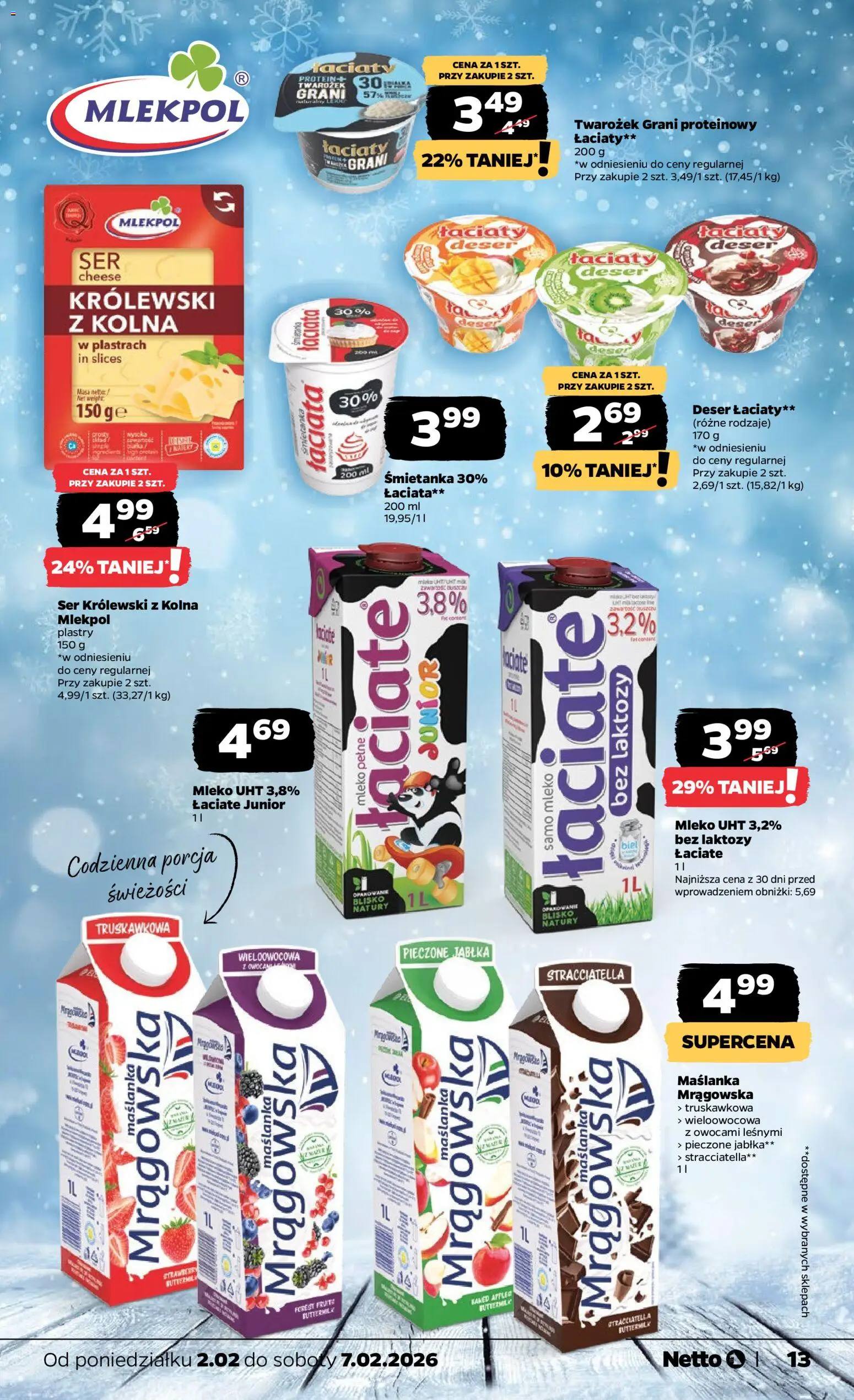 Netto gazetka - Spożywcza od 02.02.2026 | Strona: 13 | Produkty: Bez laktozy, Maślanka, Mleko, Jabłka