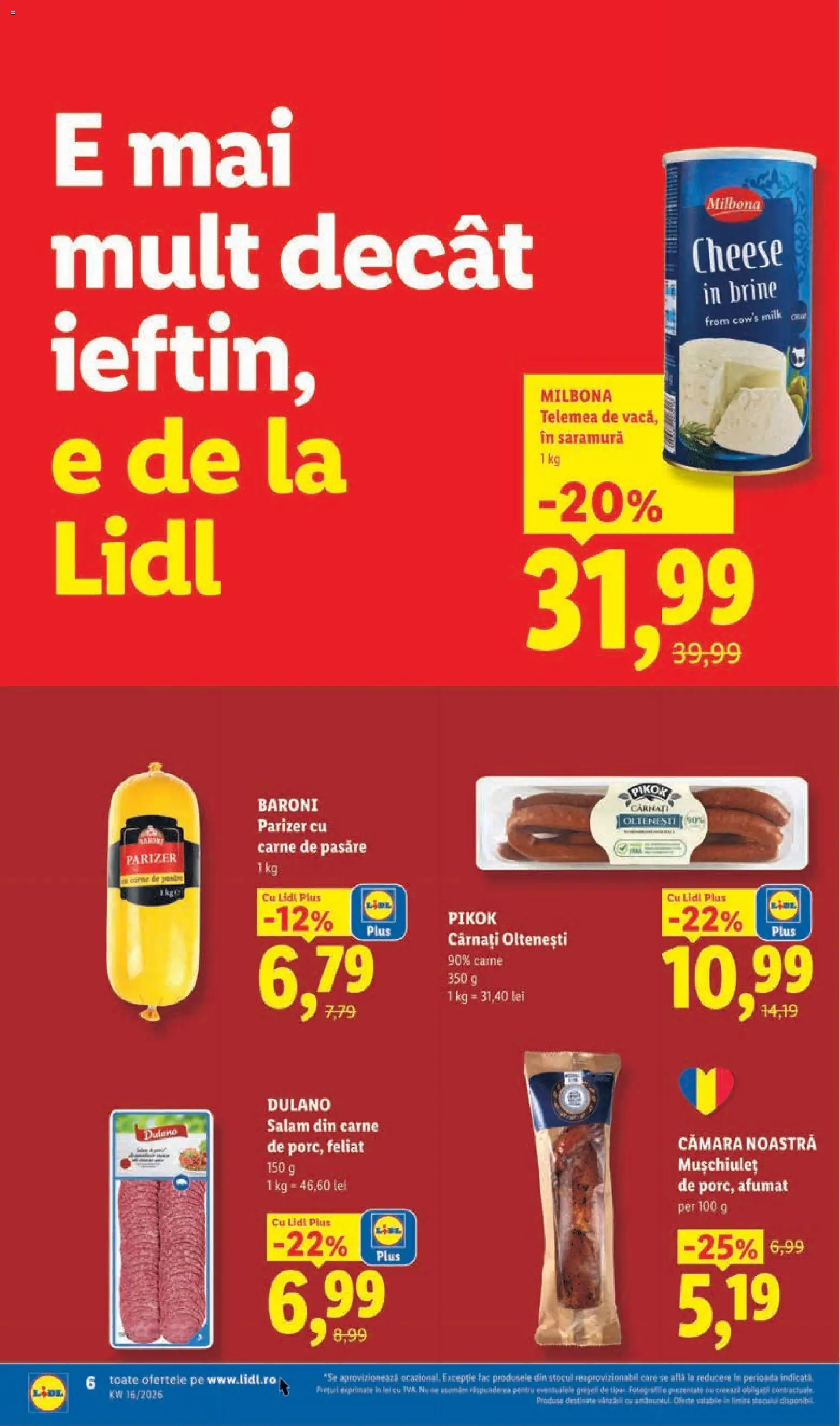 Noul catalog Lidl – valabil de la 14.04.2026 | Pagină: 6 | Produse: Salam, Parizer, Cârnați