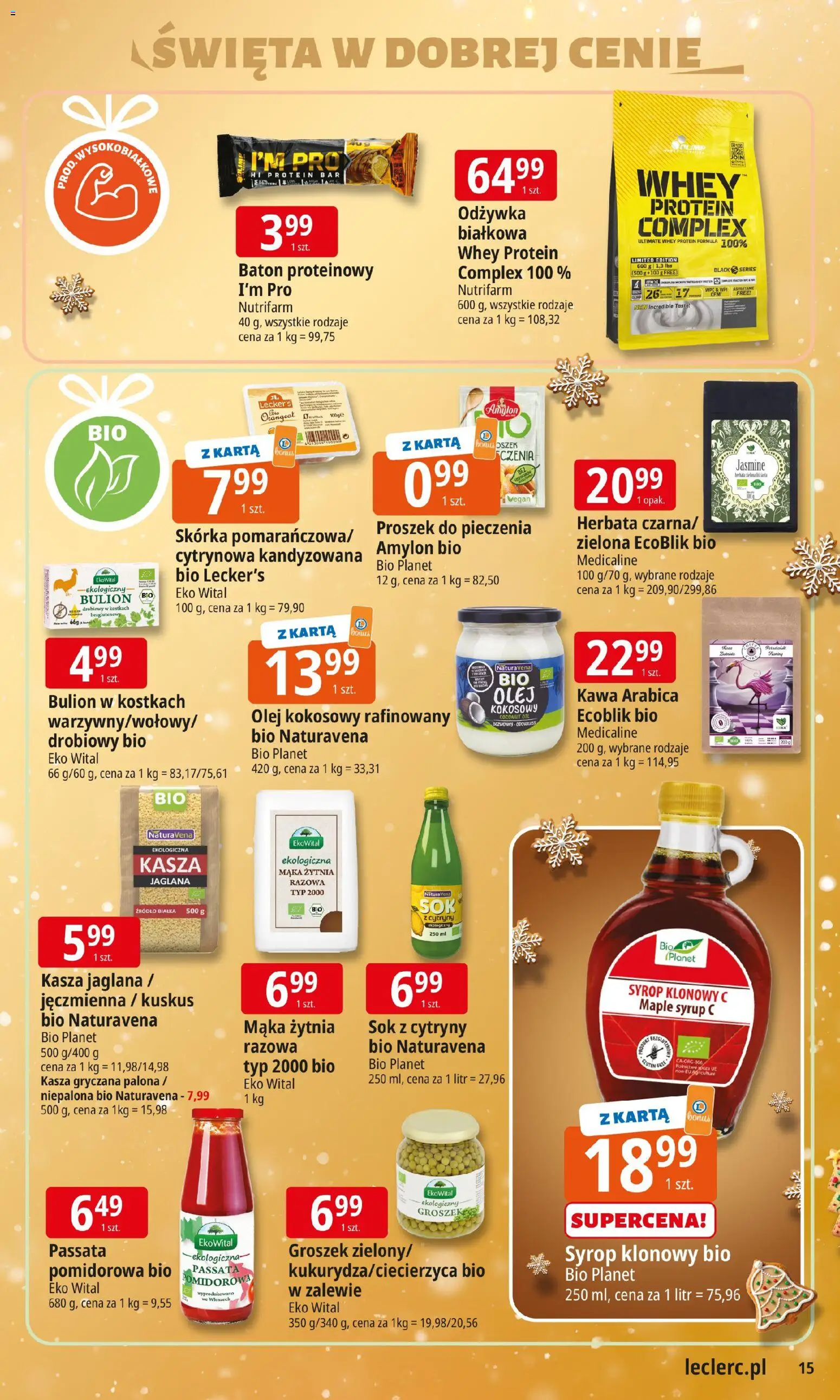 E.Leclerc Gazetka - Radom od 09.12.2025 | Strona: 15 | Produkty: Sok z cytryny, Kasza gryczana, Olej kokosowy, Kasza jaglana