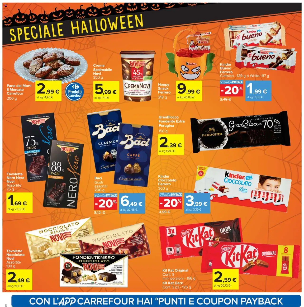 Volantino Carrefour del 20.10.2025 | Pagina: 6 | Prodotti: Pane, Caffè, Cioccolato, Amaro